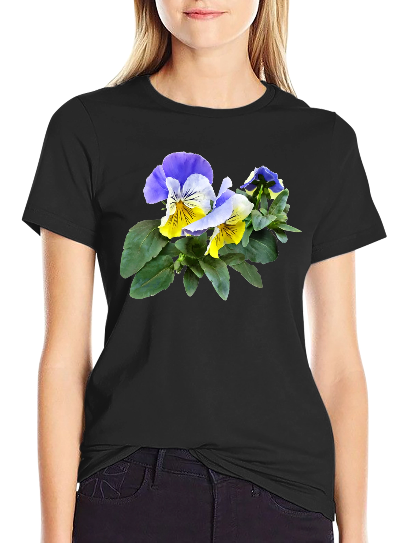 Floral Pansy T-Shirt - Stylish Flower Graphic Tee