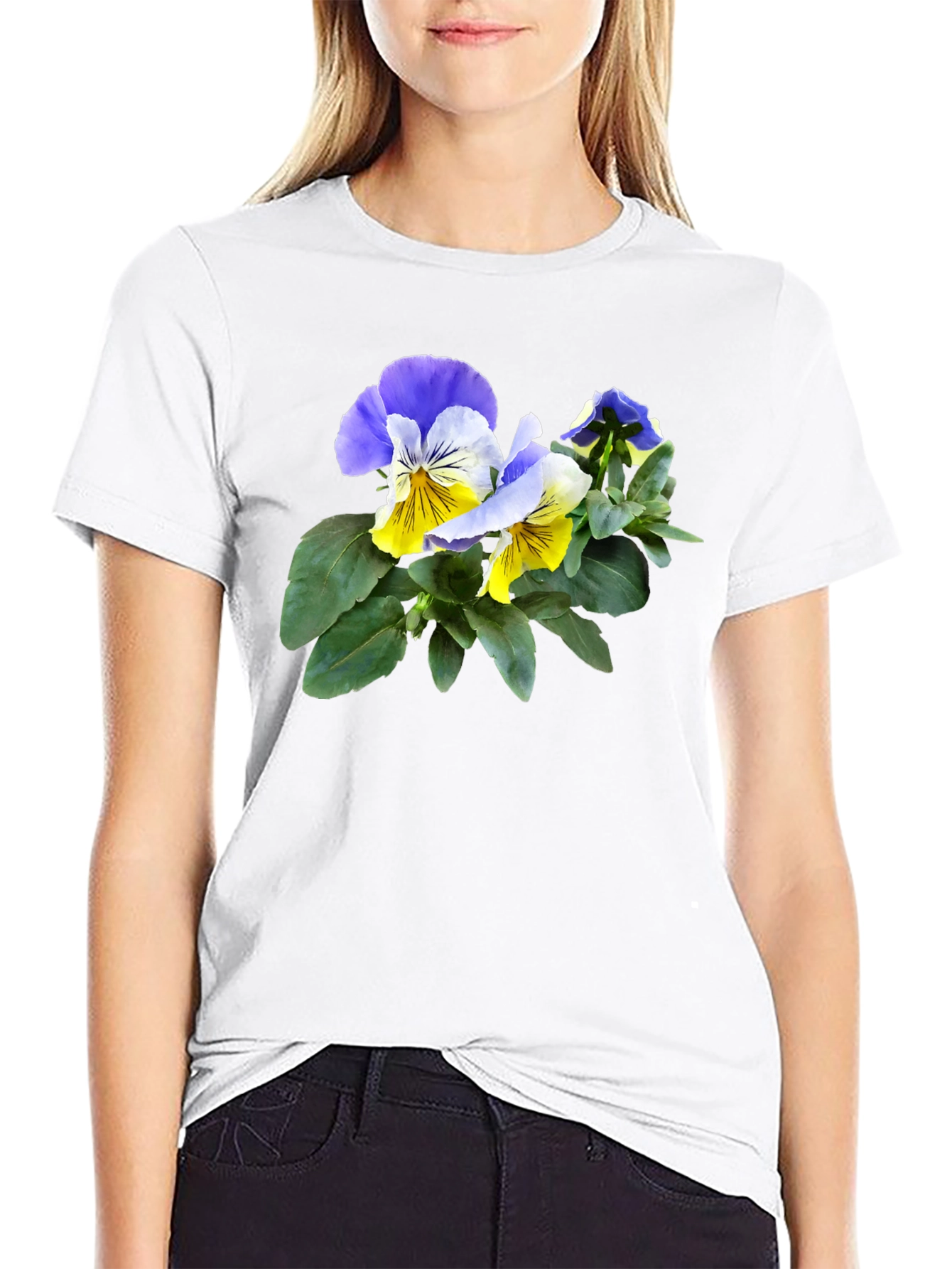 Floral Pansy T-Shirt - Stylish Flower Graphic Tee