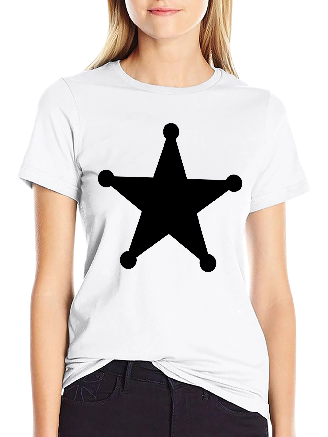 Sheriff Star Graphic Tee - Classic Black Cotton T-Shirt