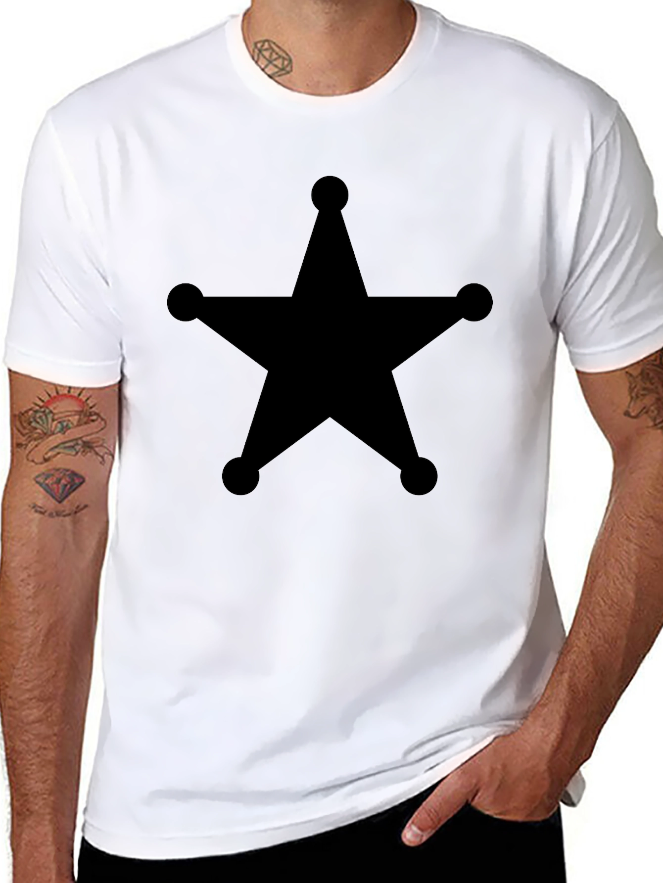 Sheriff Star Graphic Tee - Classic Black Cotton T-Shirt