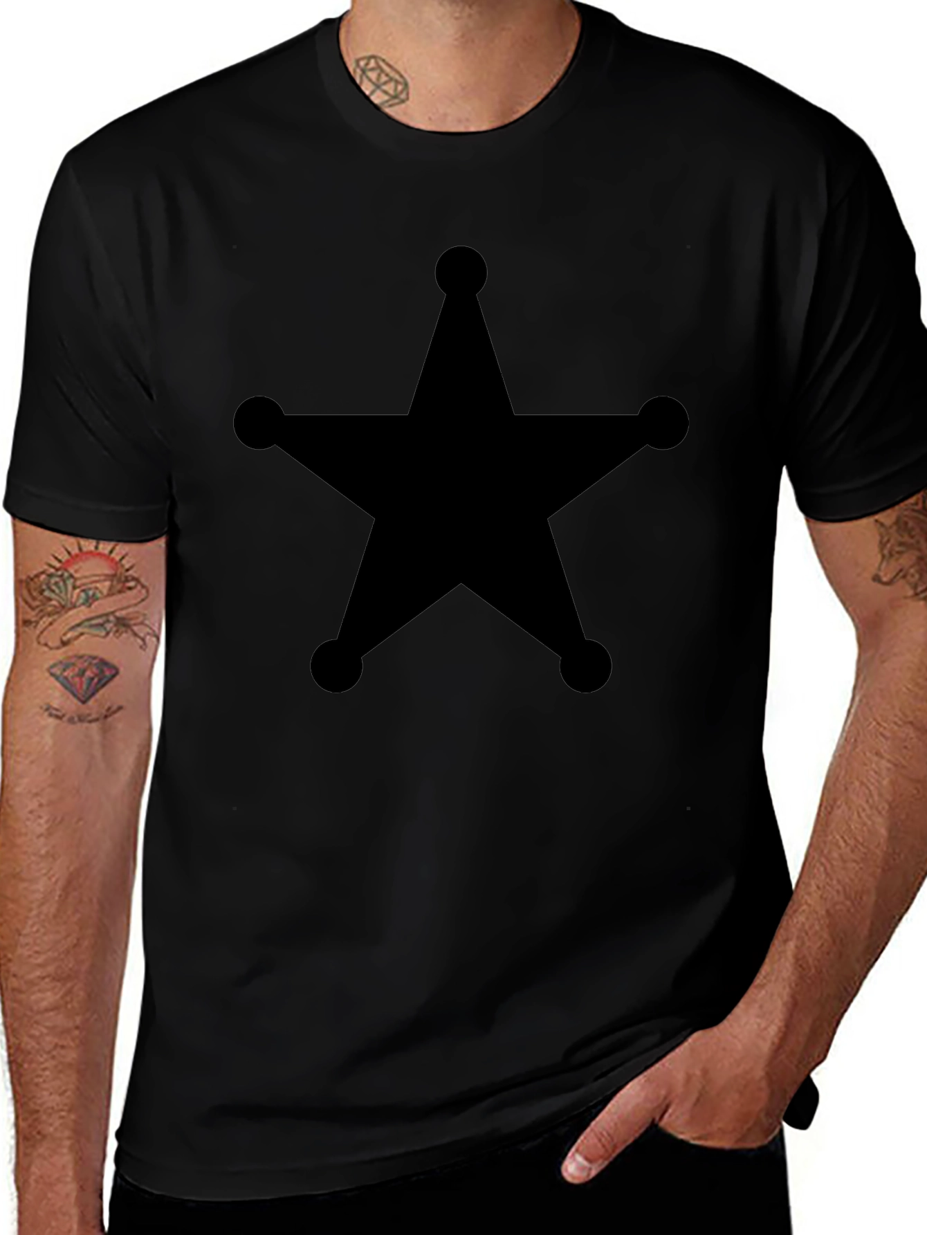Sheriff Star Graphic Tee - Classic Black Cotton T-Shirt