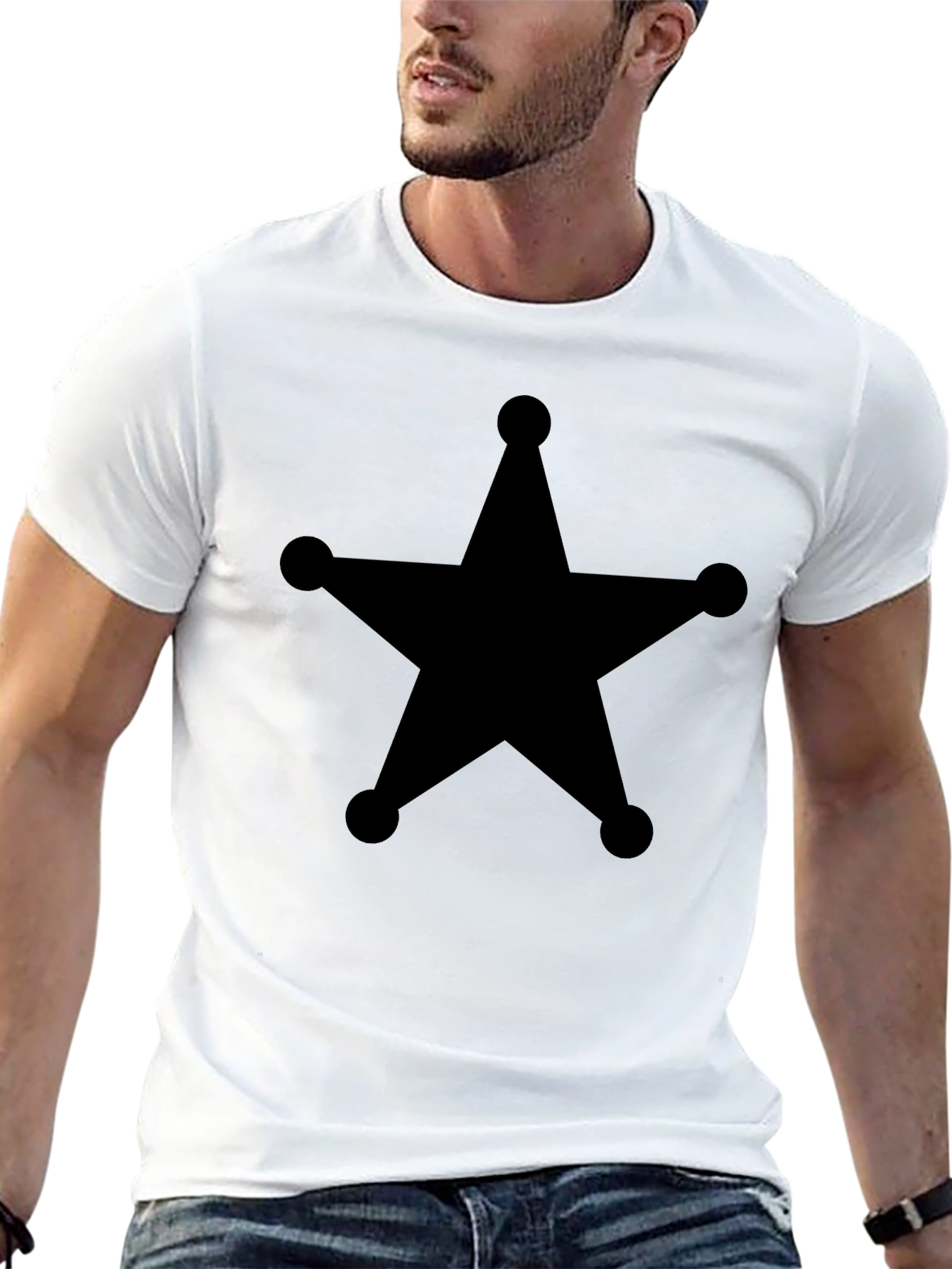 Sheriff Star Graphic Tee - Classic Black Cotton T-Shirt