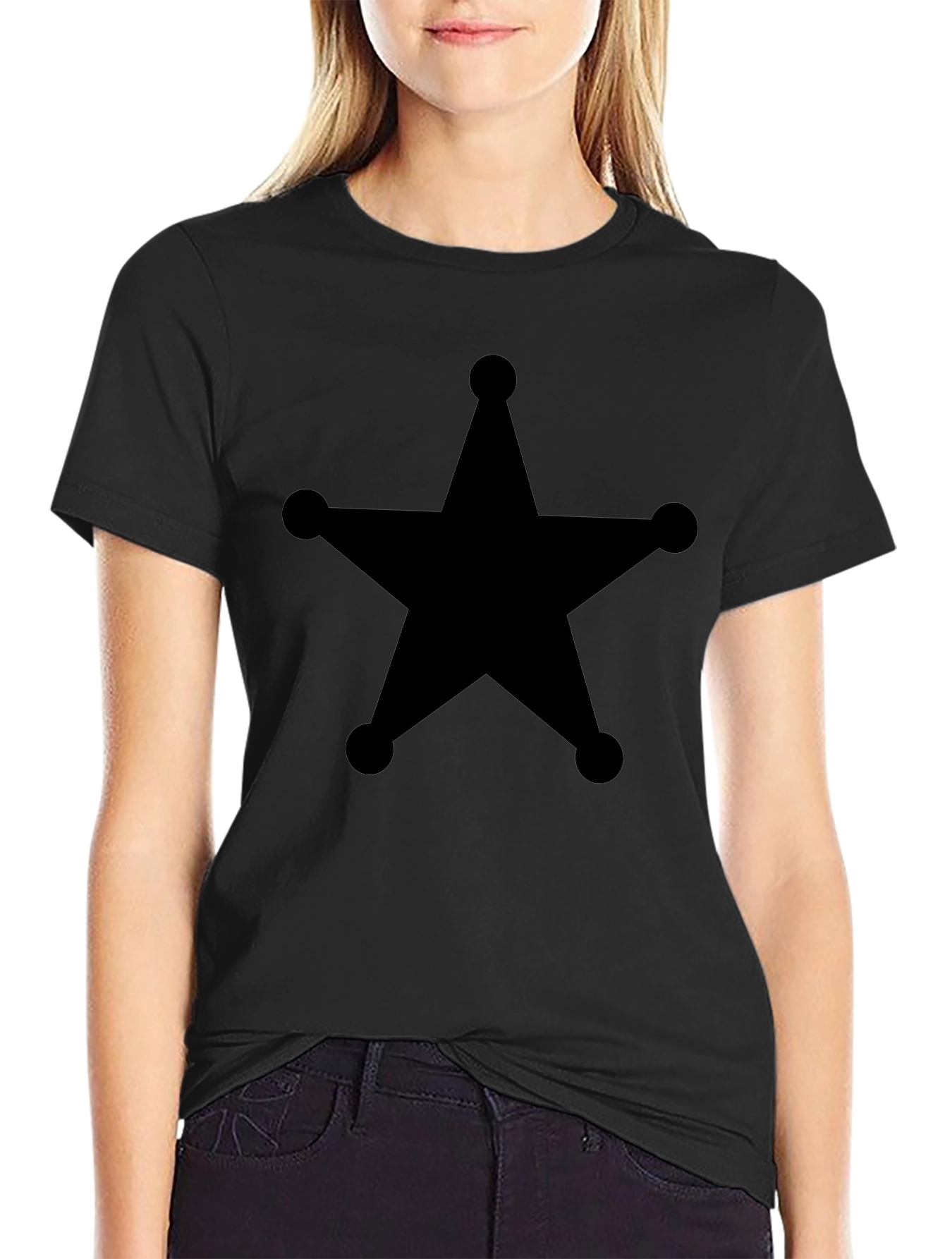 Sheriff Star Graphic Tee - Classic Black Cotton T-Shirt