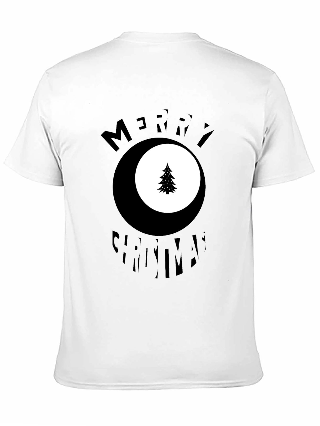 Merry Christmas Tree Graphic Black T-Shirt