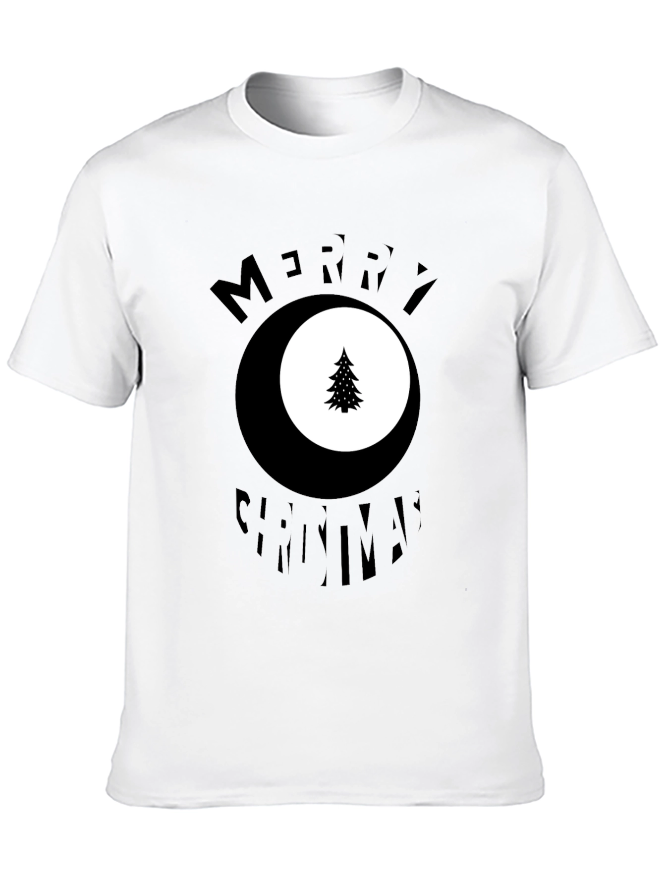 Merry Christmas Tree Graphic Black T-Shirt