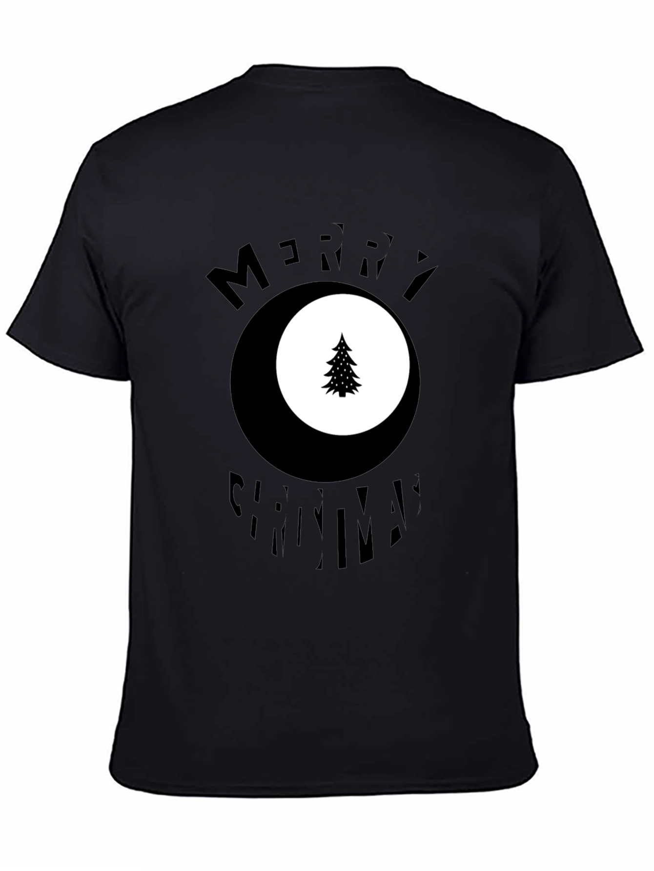 Merry Christmas Tree Graphic Black T-Shirt