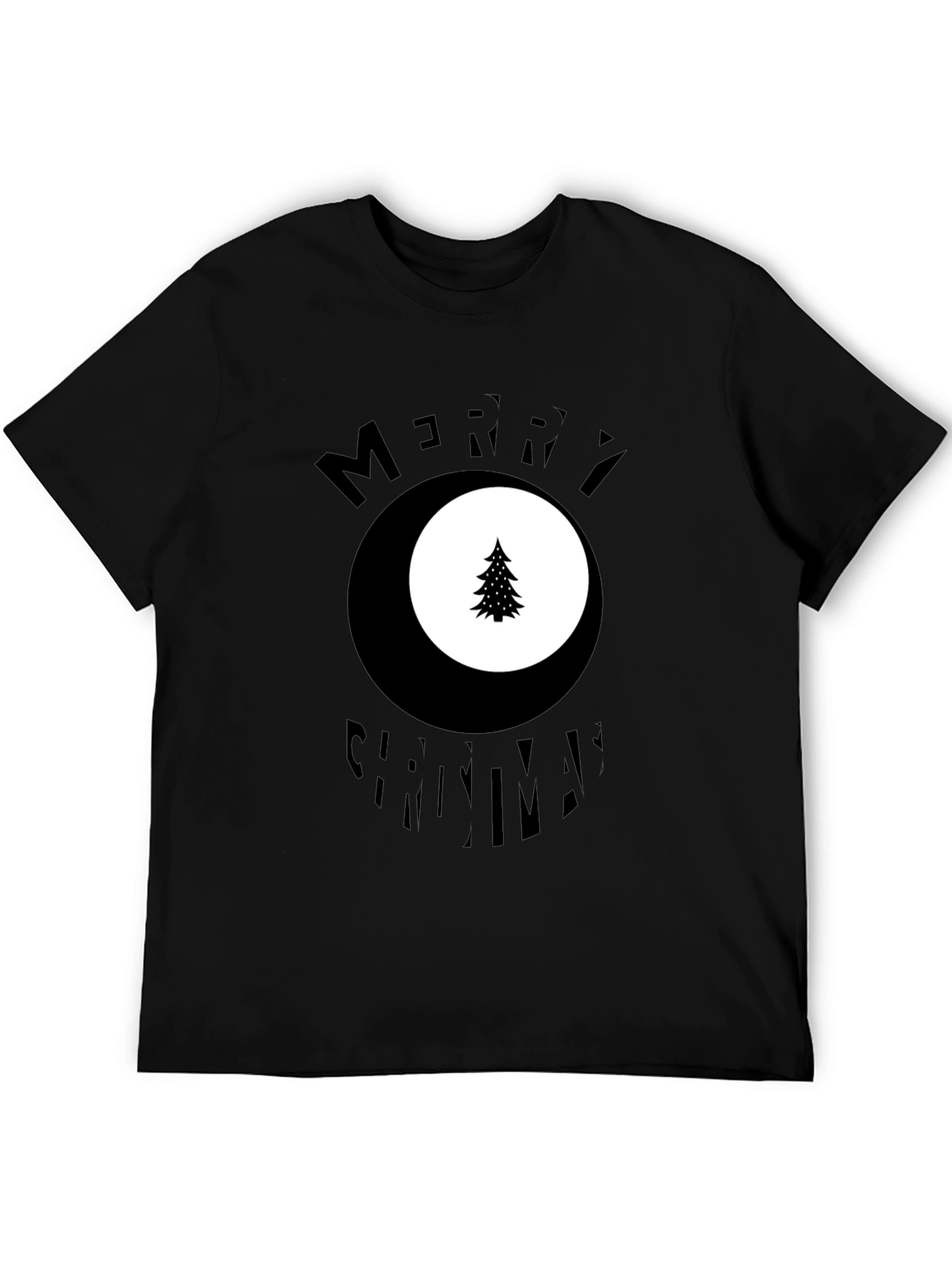 Merry Christmas Tree Graphic Black T-Shirt