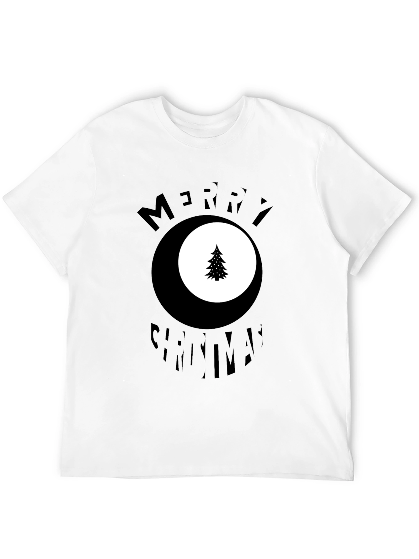 Merry Christmas Tree Graphic Black T-Shirt