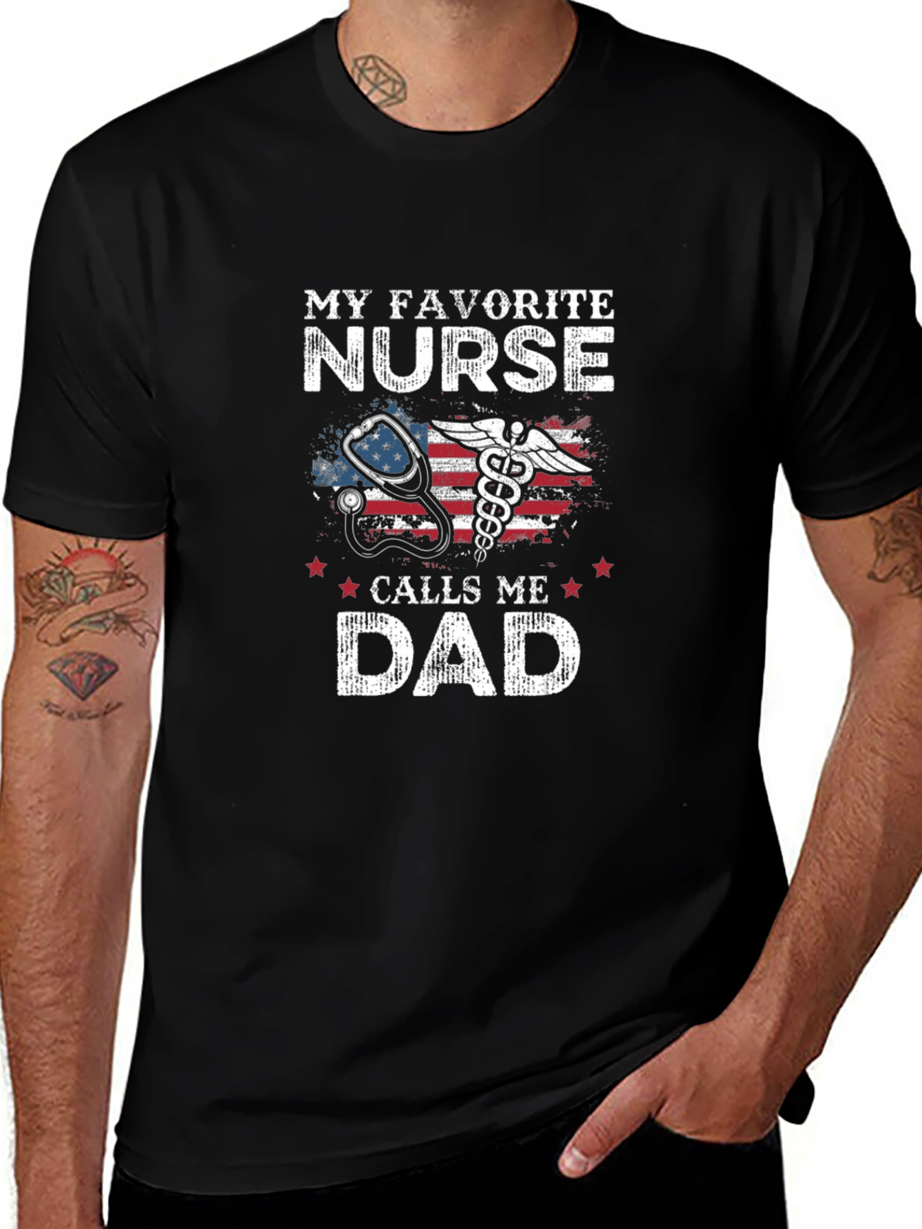 My Favorite Nurse Calls Me Dad Black T-Shirt
