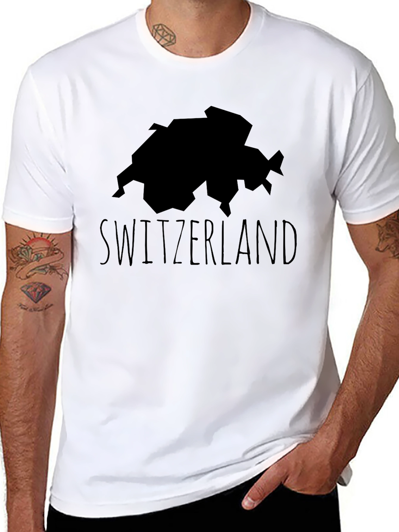 Switzerland Map T-Shirt - Black