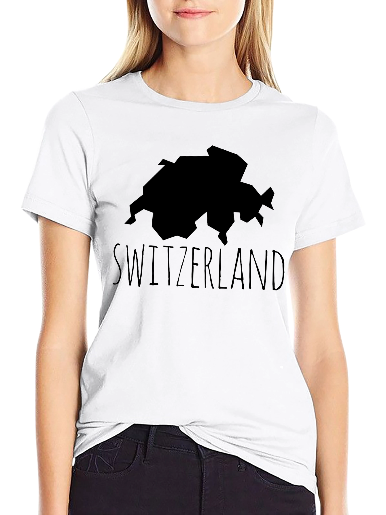 Switzerland Map T-Shirt - Black