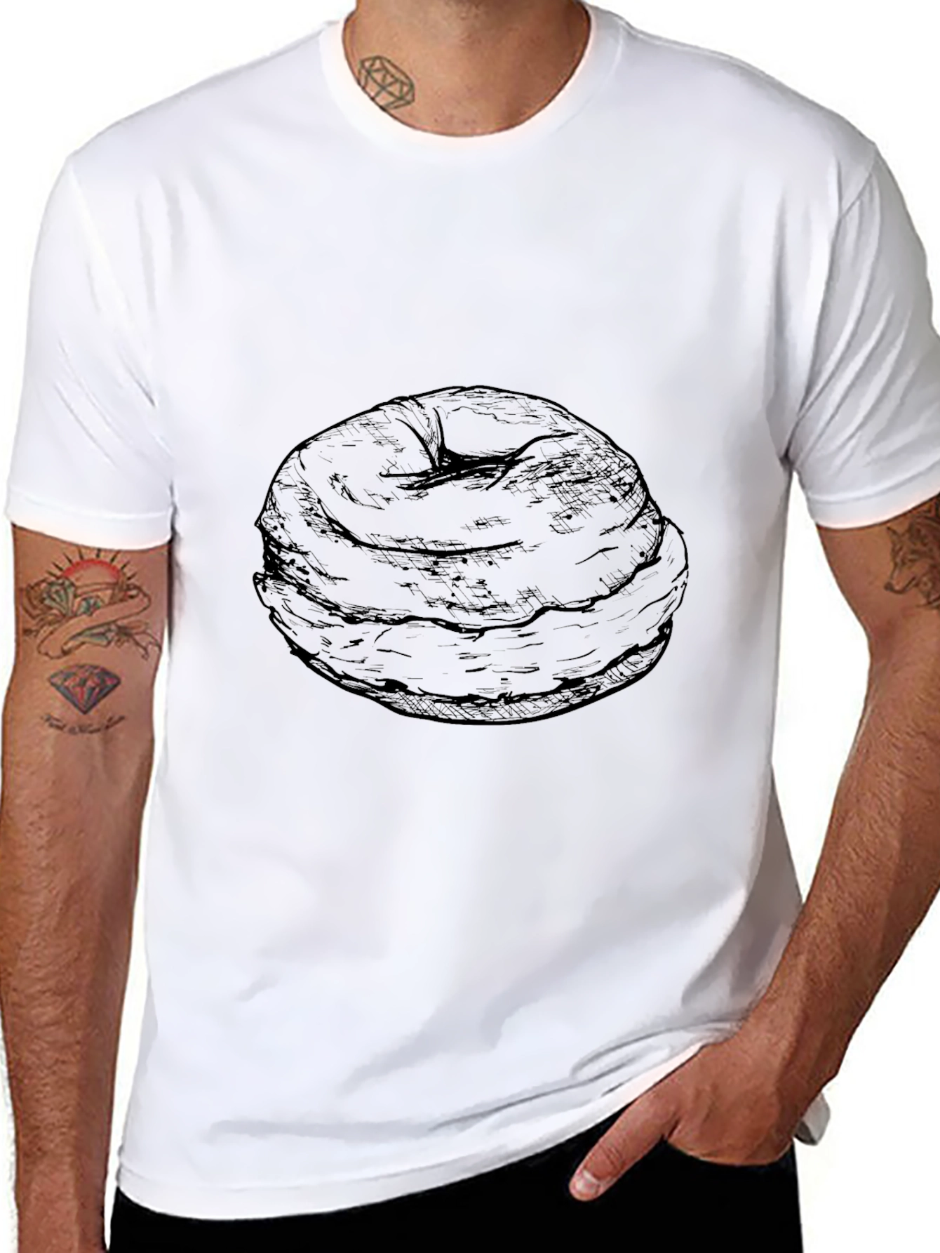 Black Donut Graphic Tee - Casual Comfort