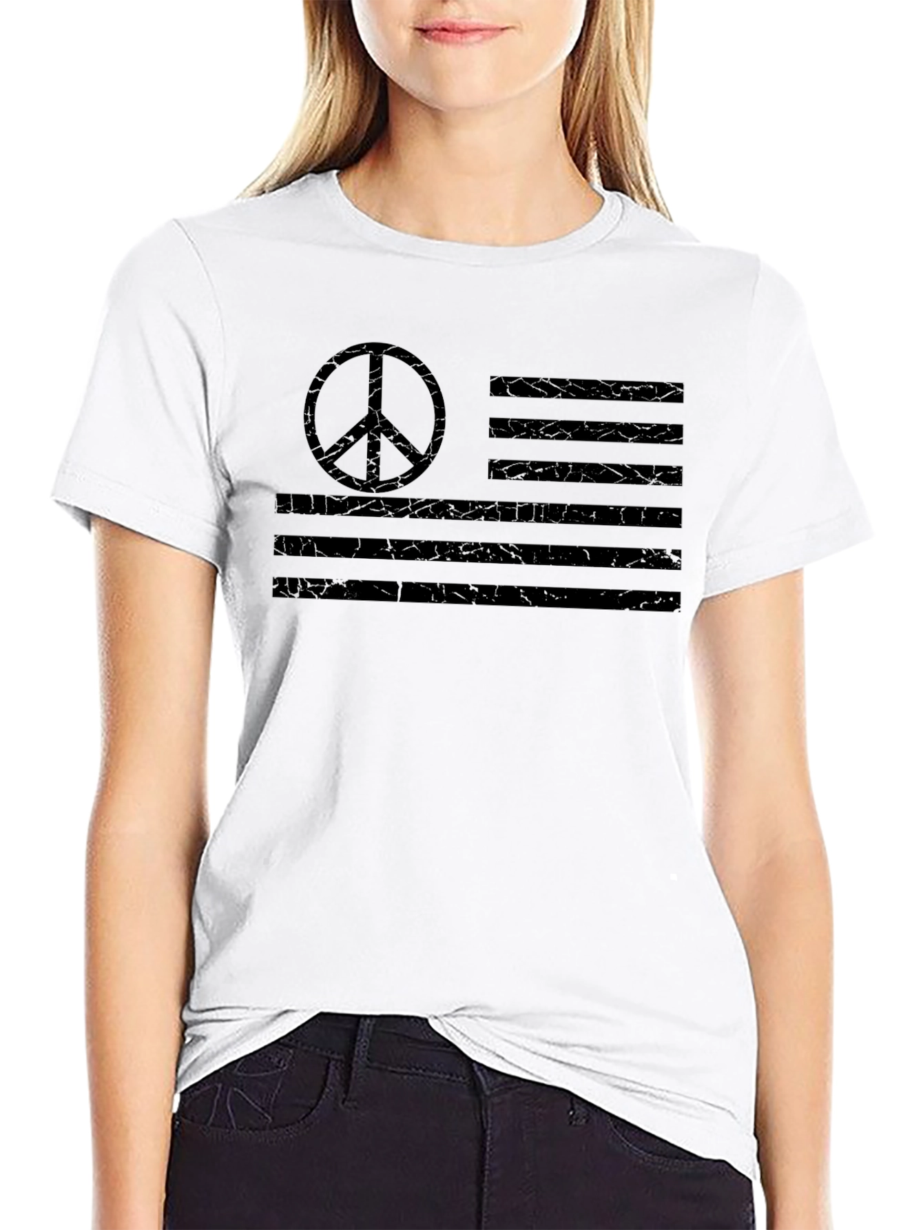 Peace Flag Graphic T-Shirt - Black