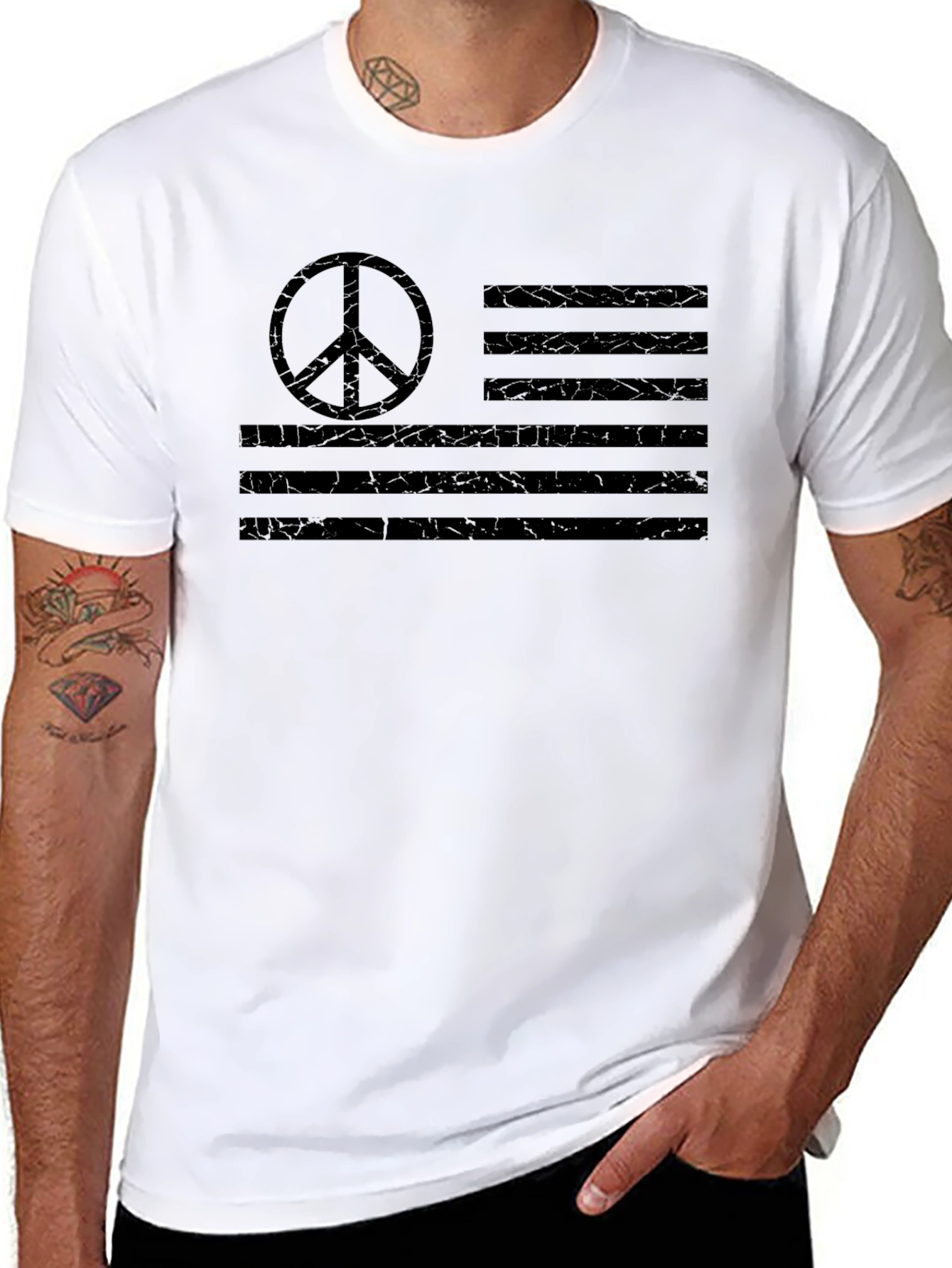 Peace Flag Graphic T-Shirt - Black