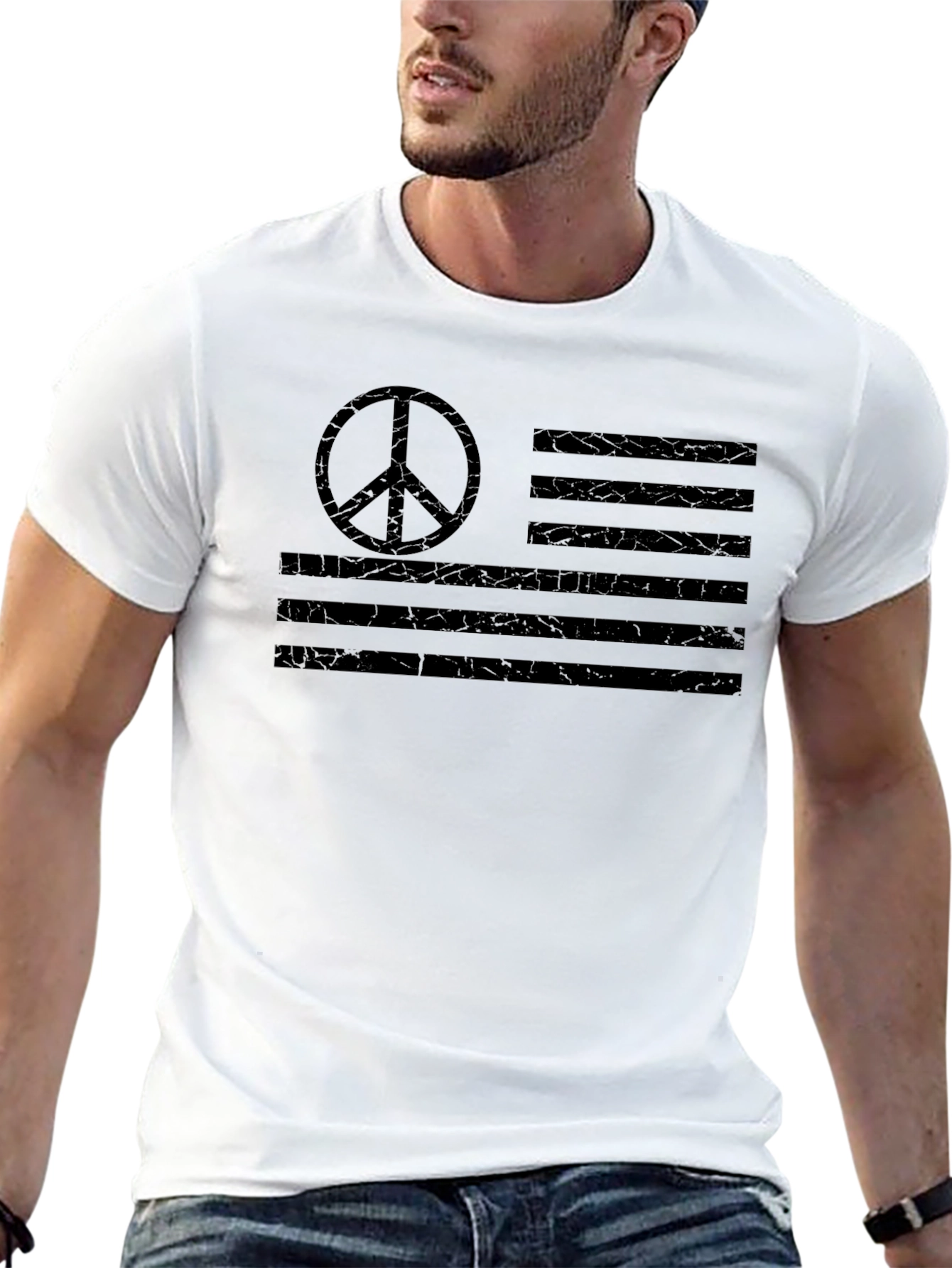 Peace Flag Graphic T-Shirt - Black