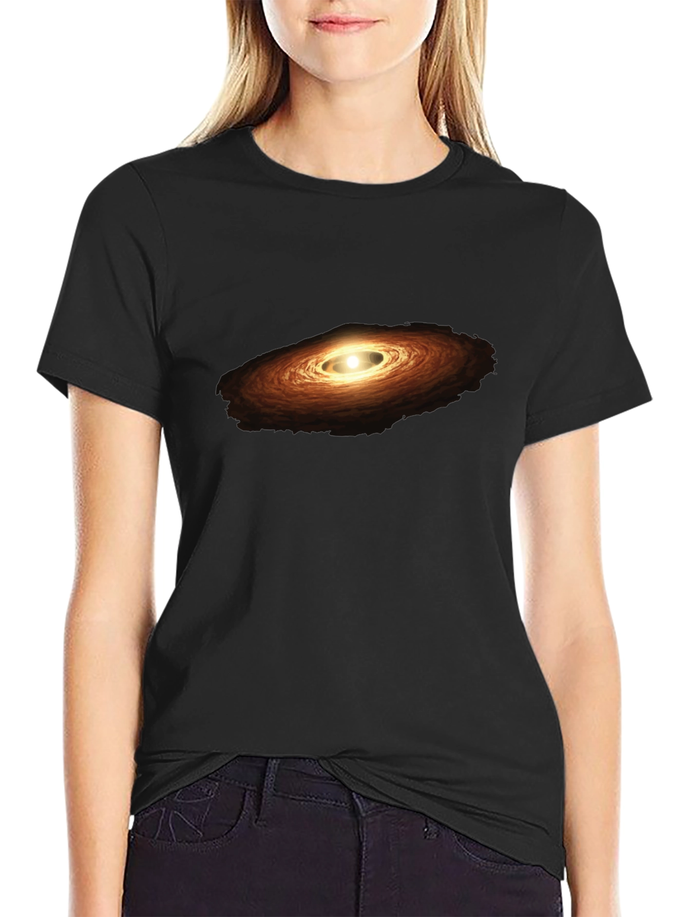 Galaxy Print Black Cotton T-Shirt