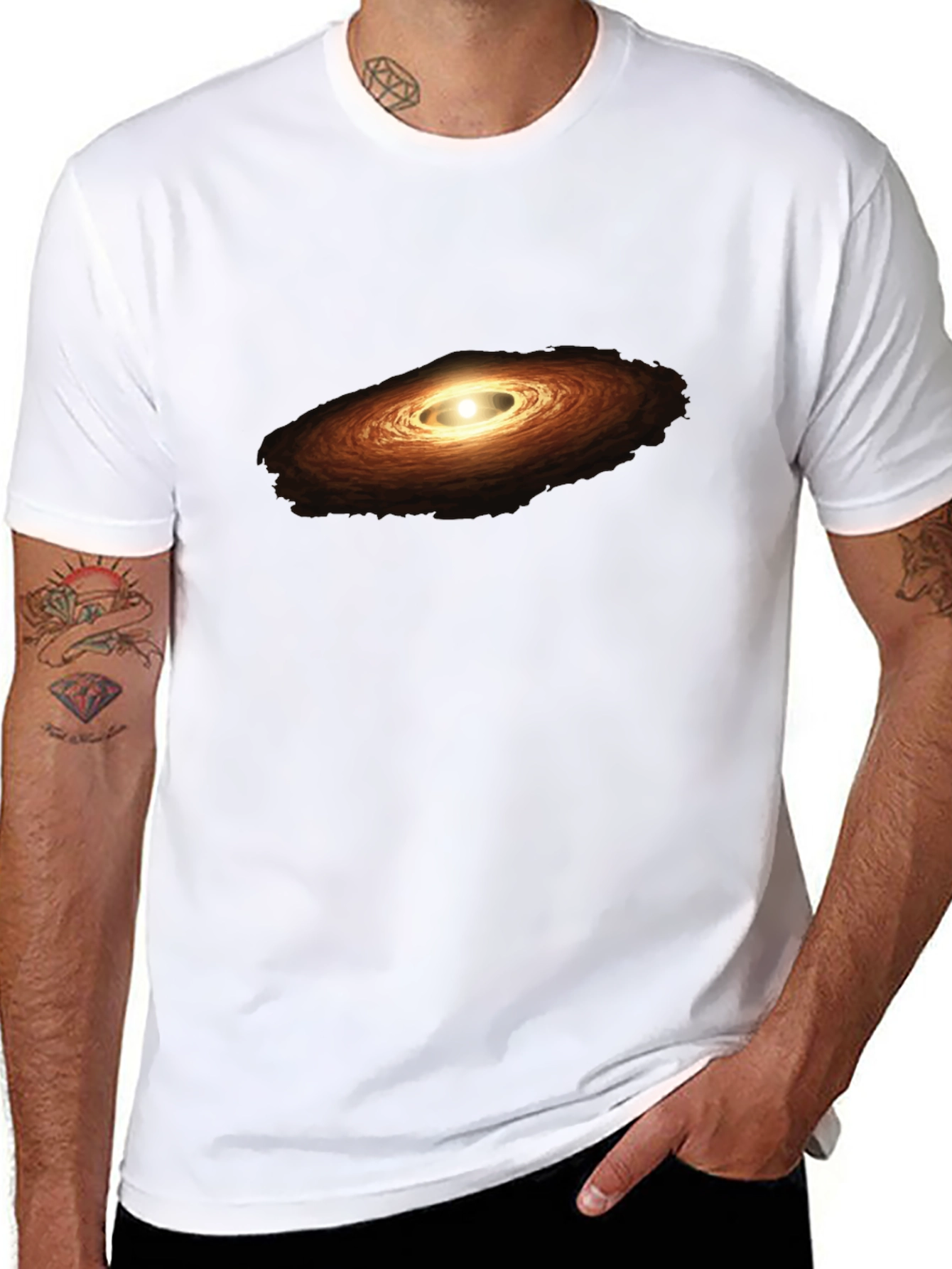 Galaxy Print Black Cotton T-Shirt