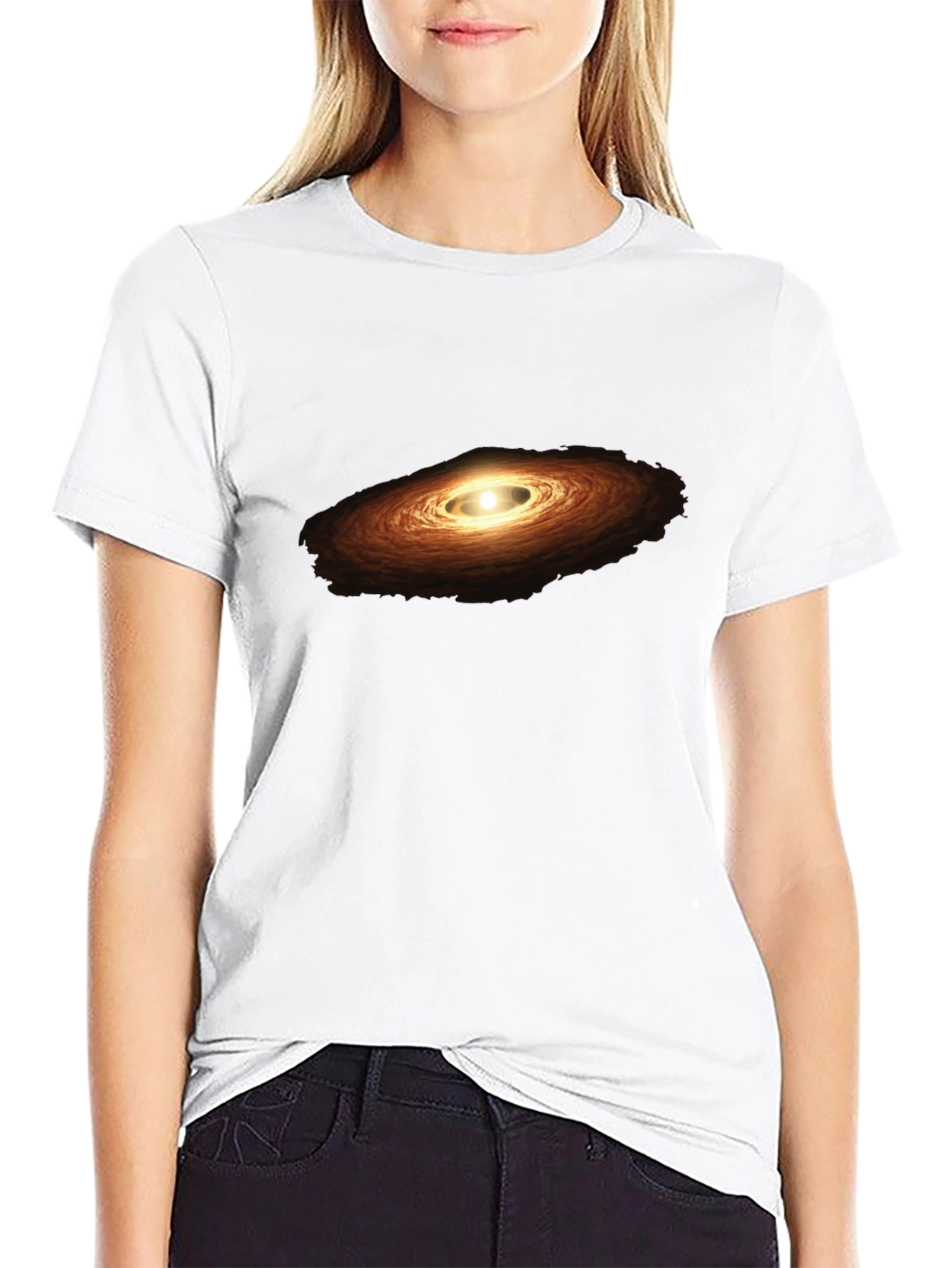 Galaxy Print Black Cotton T-Shirt