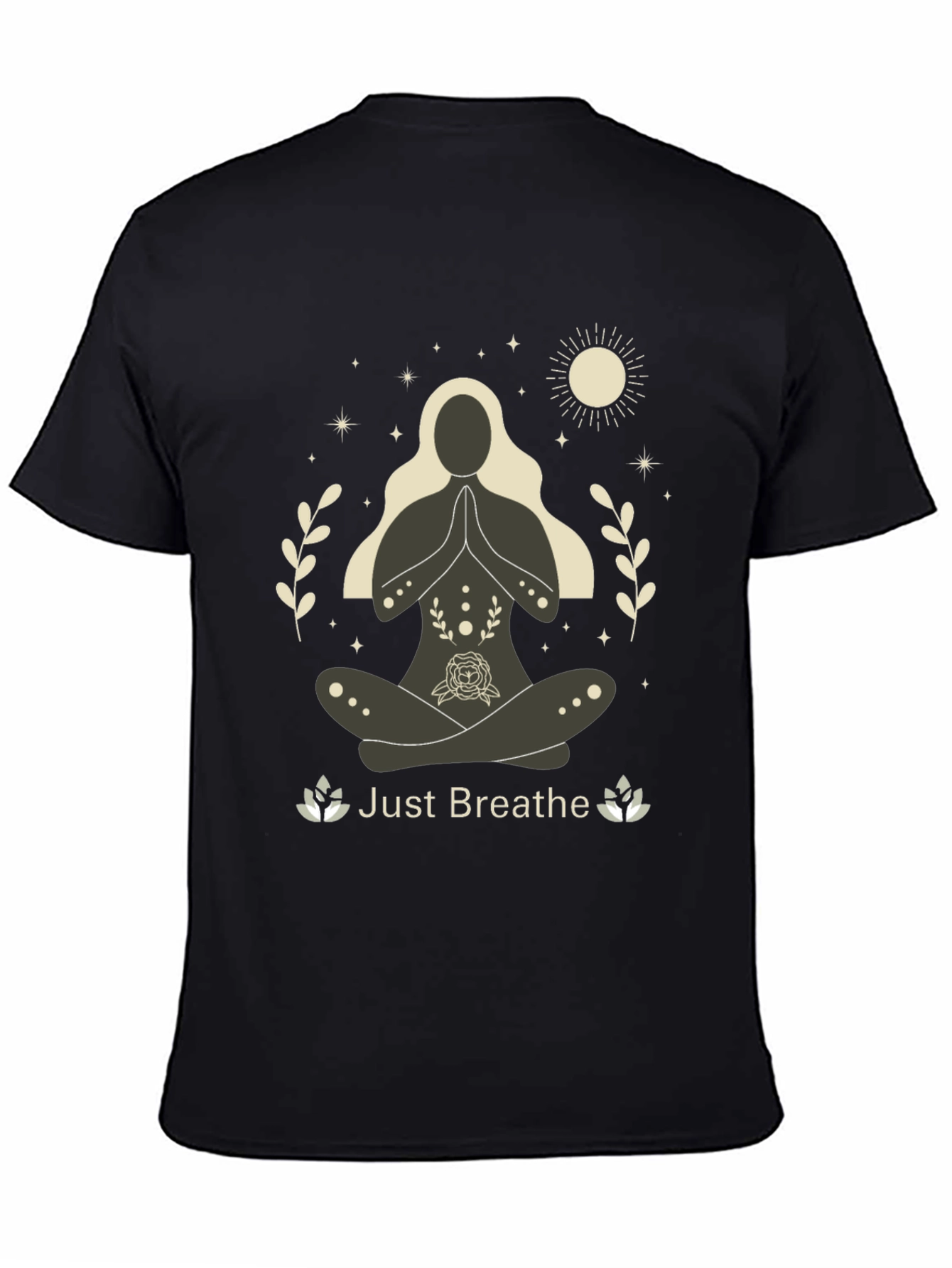 Just Breathe Yoga Graphic T-Shirt - Black