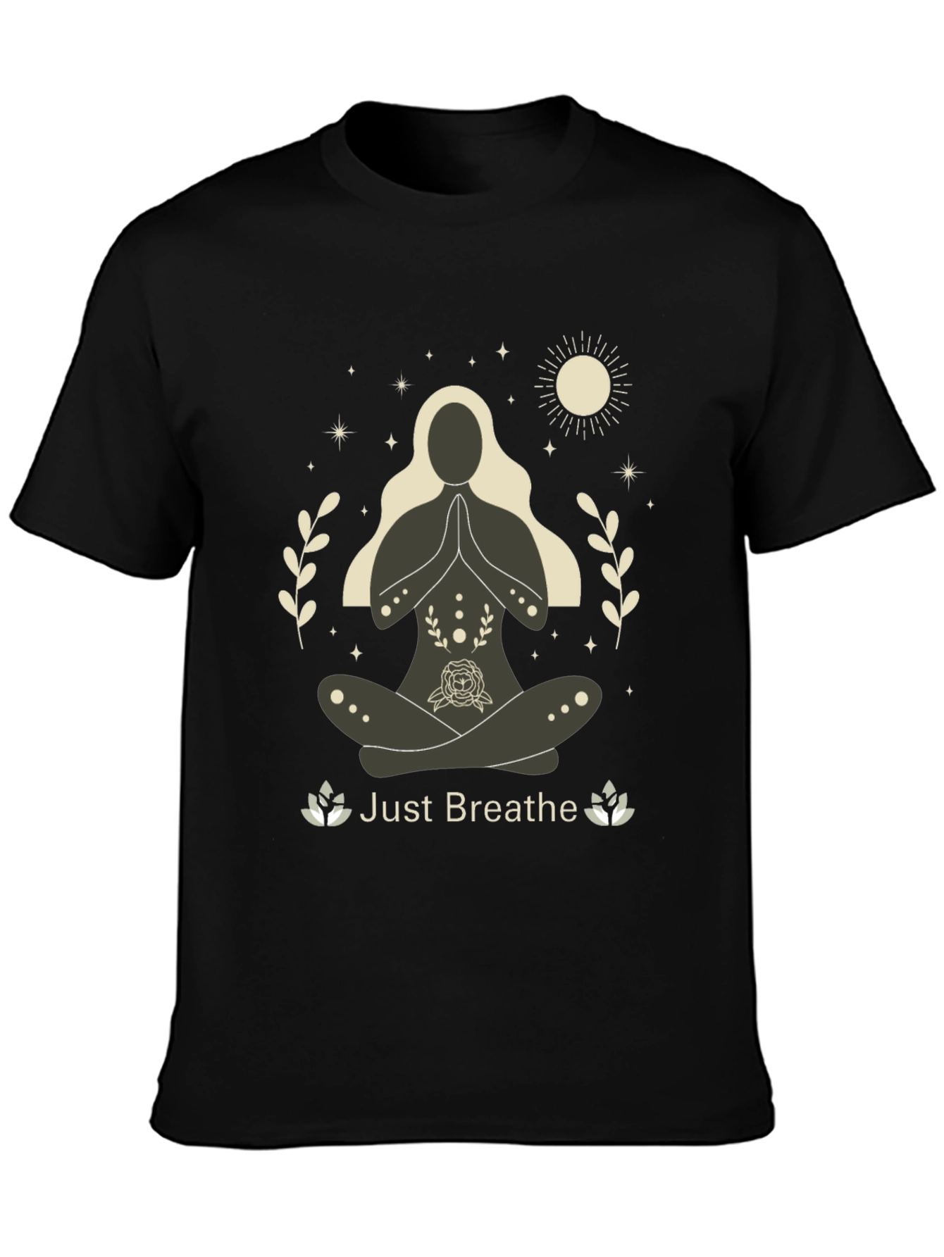 Just Breathe Yoga Graphic T-Shirt - Black