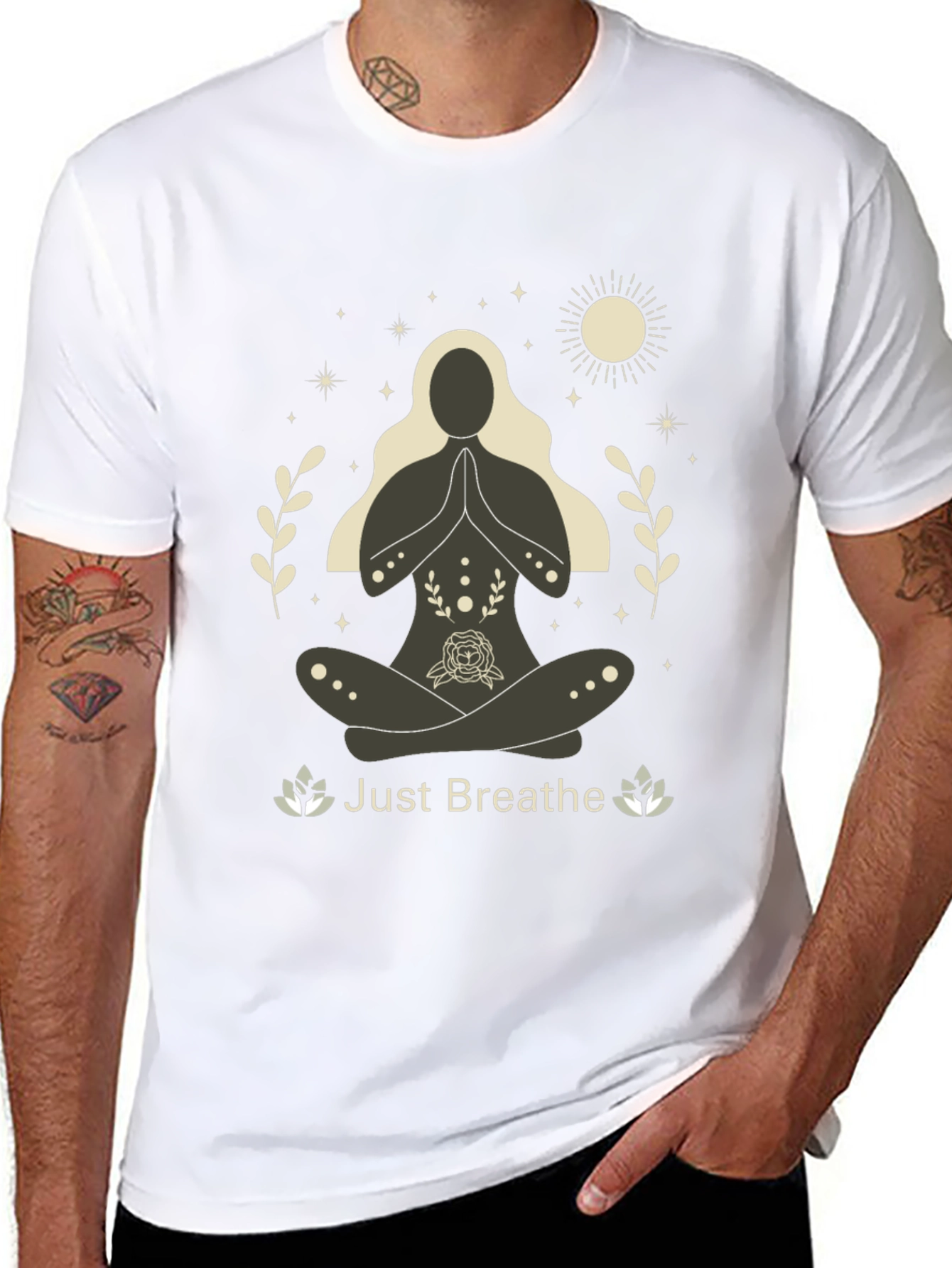 Just Breathe Yoga Graphic T-Shirt - Black
