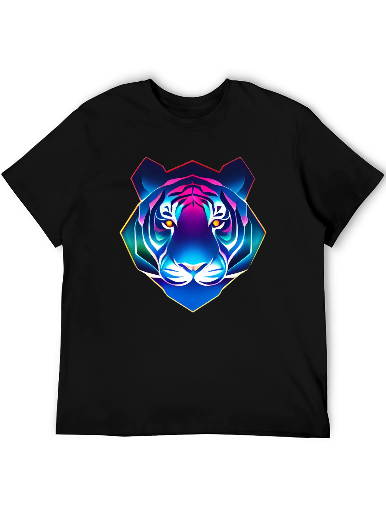 Neon Tiger Graphic T-Shirt - Mens Black Tee