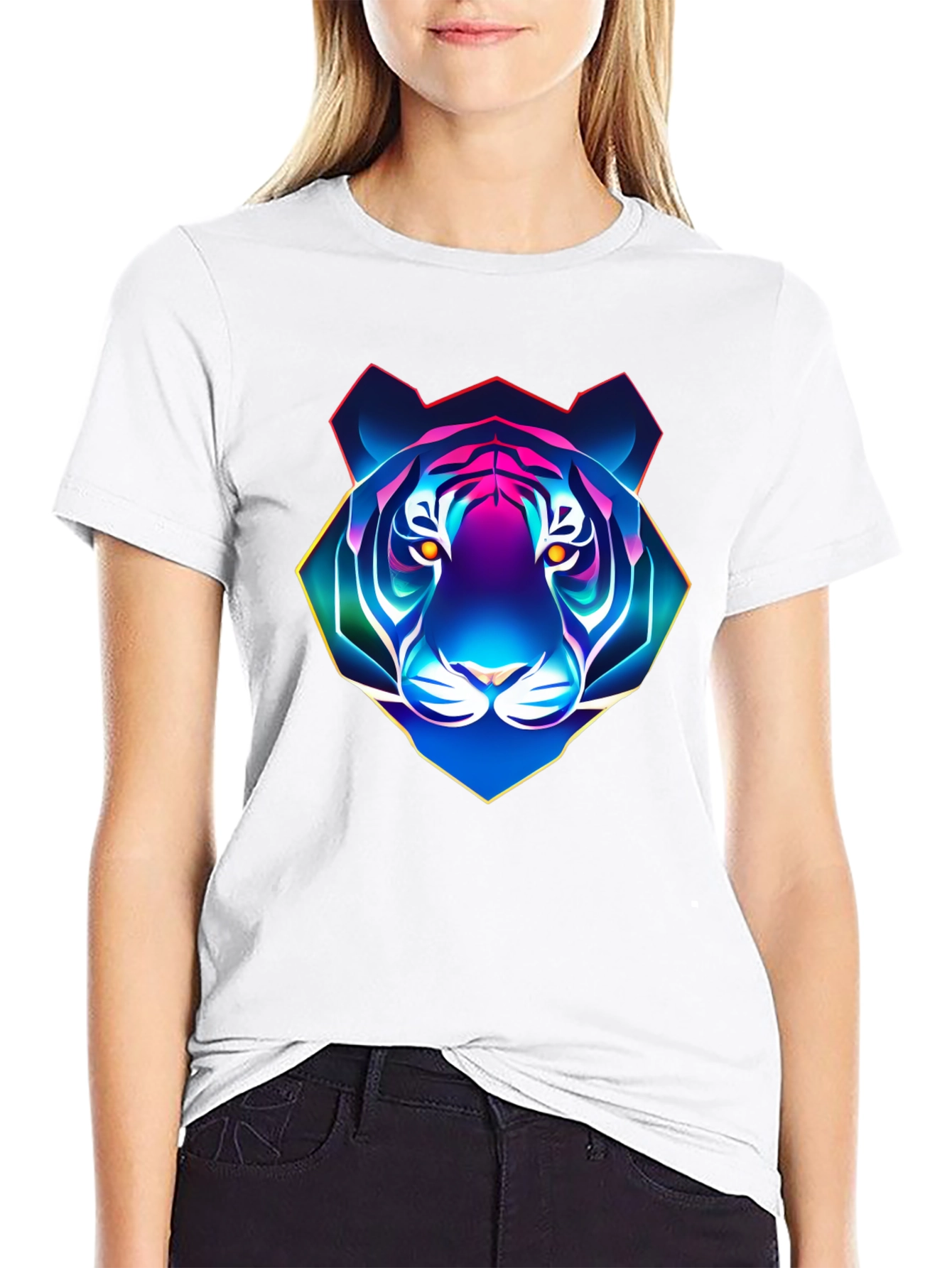 Neon Tiger Graphic T-Shirt - Mens Black Tee