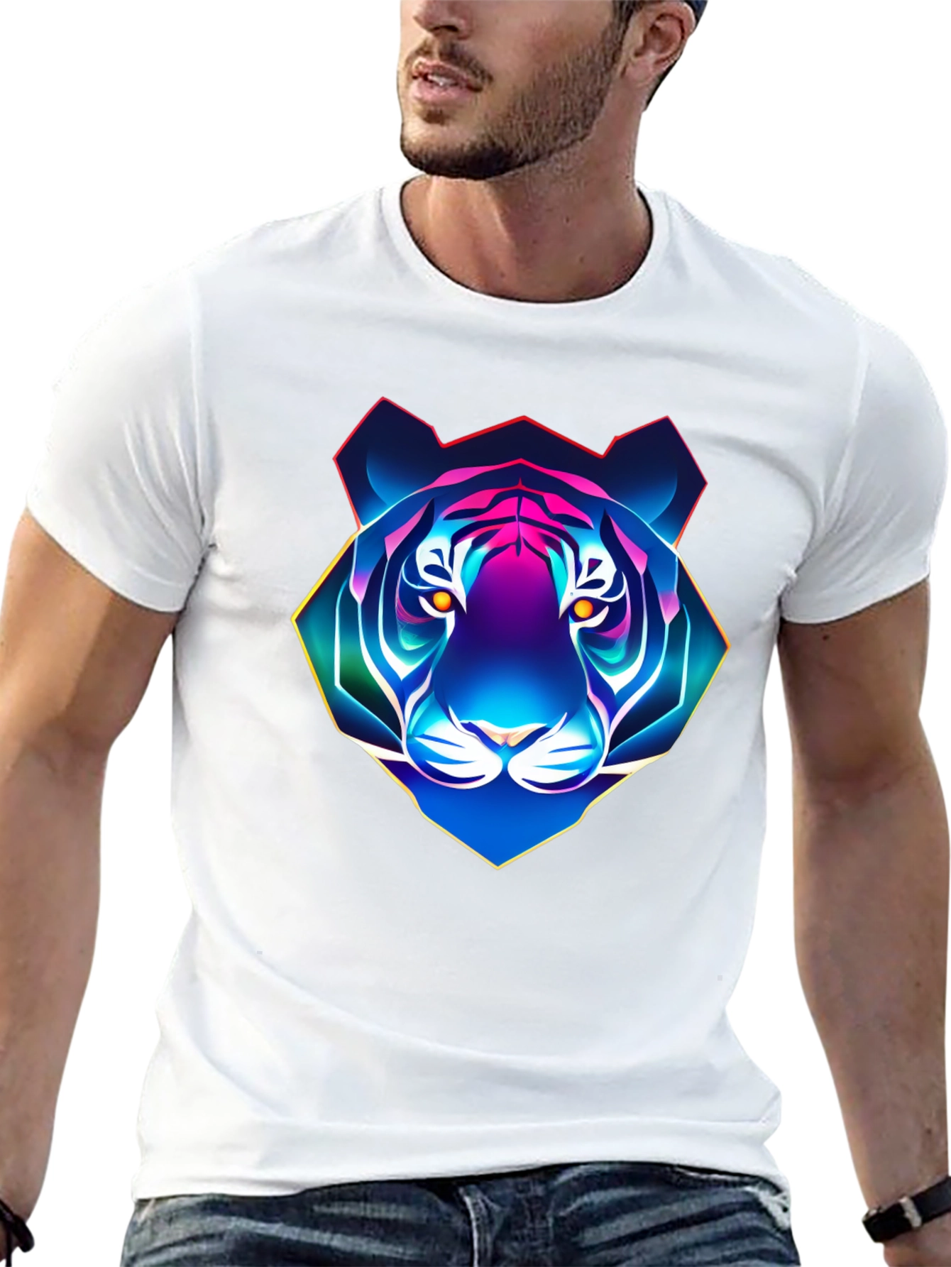 Neon Tiger Graphic T-Shirt - Mens Black Tee