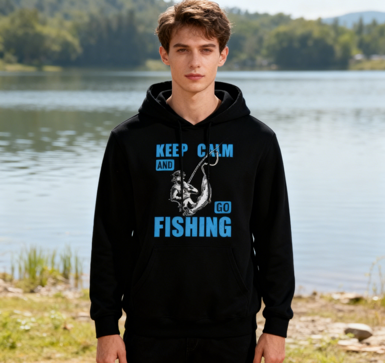 Angler’s Go-To Hoodie: Stylish Keep Calm Fishing Design