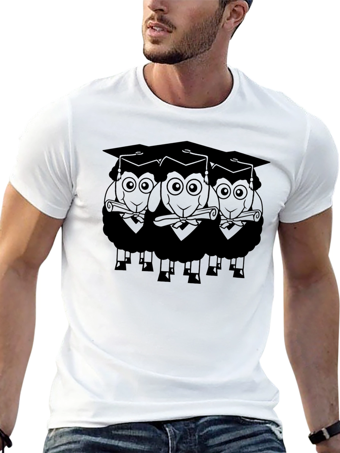 Graduating Sheep T-Shirt - Unisex Black Tee