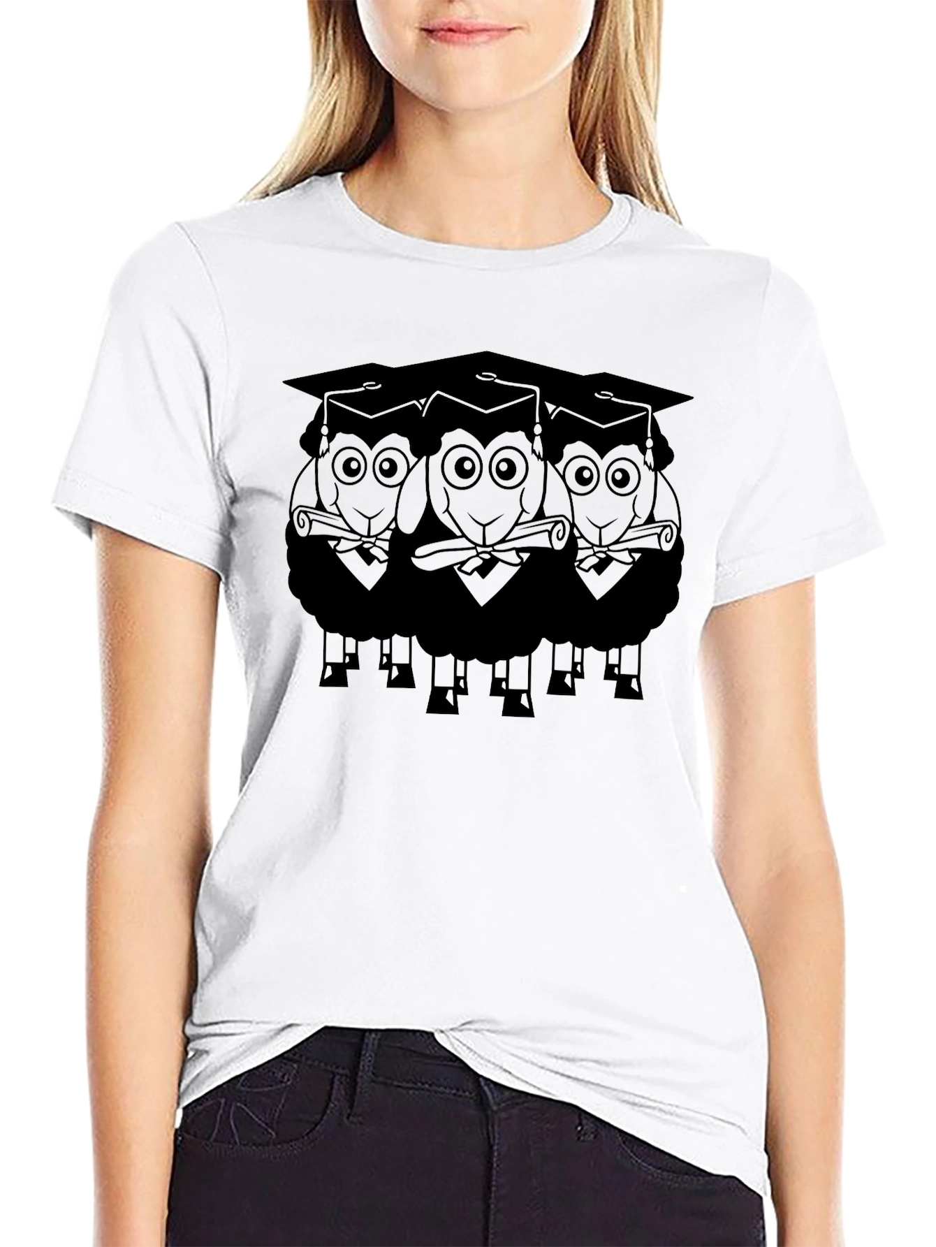 Graduating Sheep T-Shirt - Unisex Black Tee