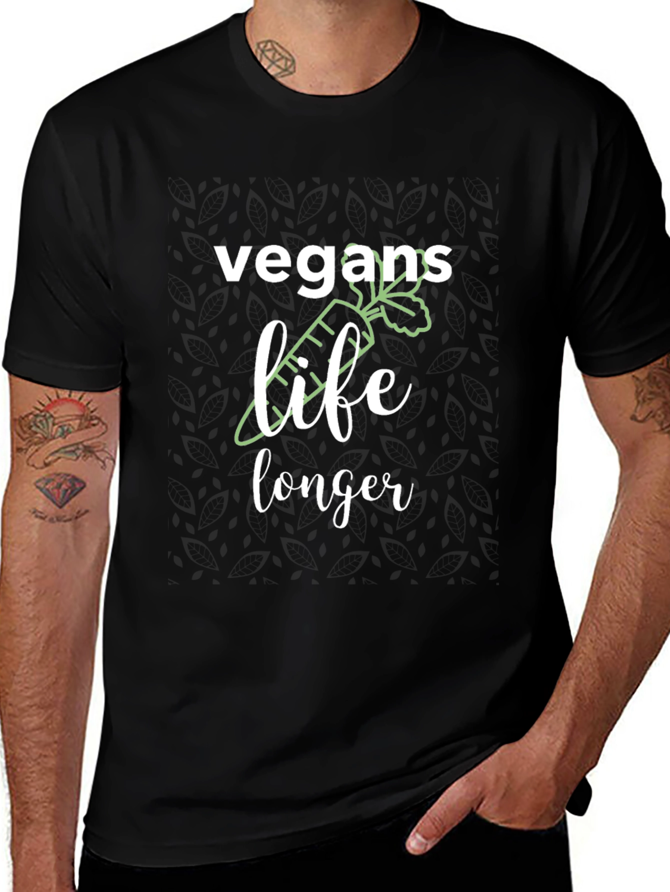 Vegan Life Longer T-Shirt - Black