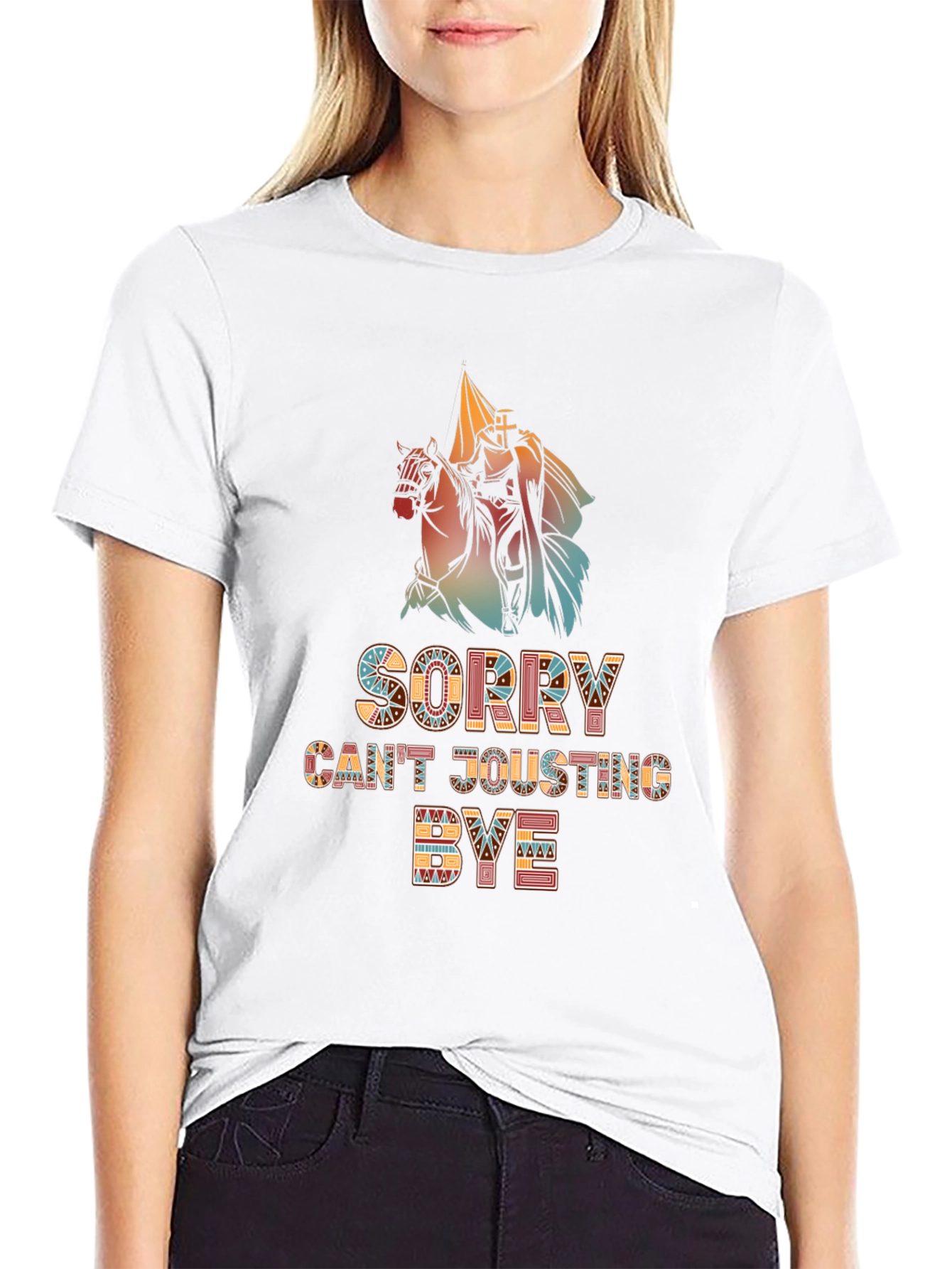 Funny Sorry Cant Jousting Bye Mens Black T-Shirt