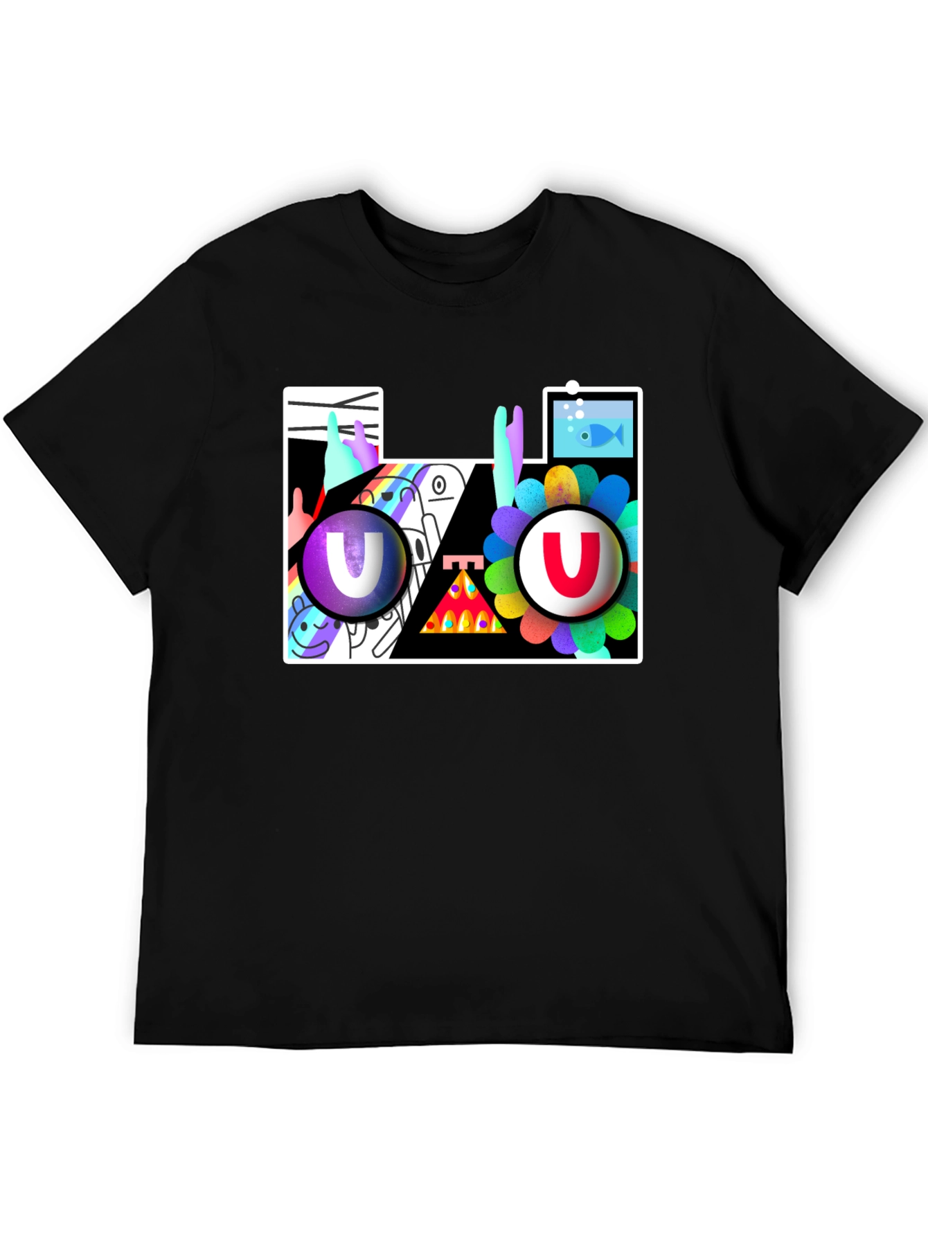 Abstract Art Graphic Print Black T-Shirt