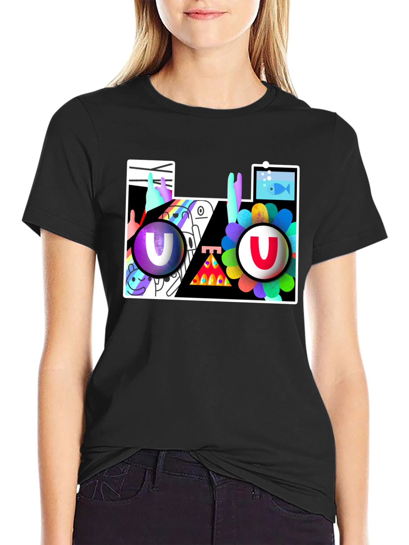 Abstract Art Graphic Print Black T-Shirt
