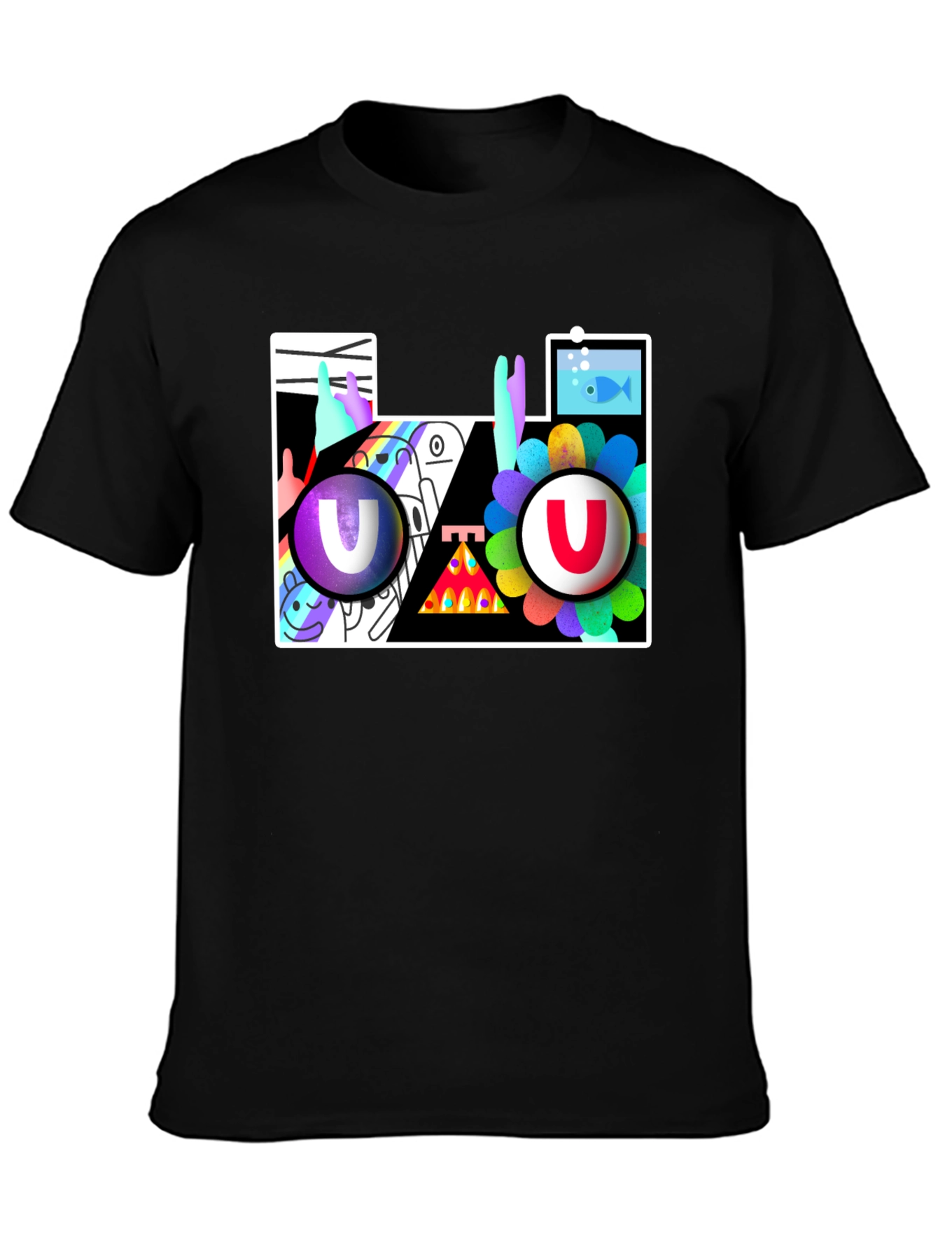 Abstract Art Graphic Print Black T-Shirt