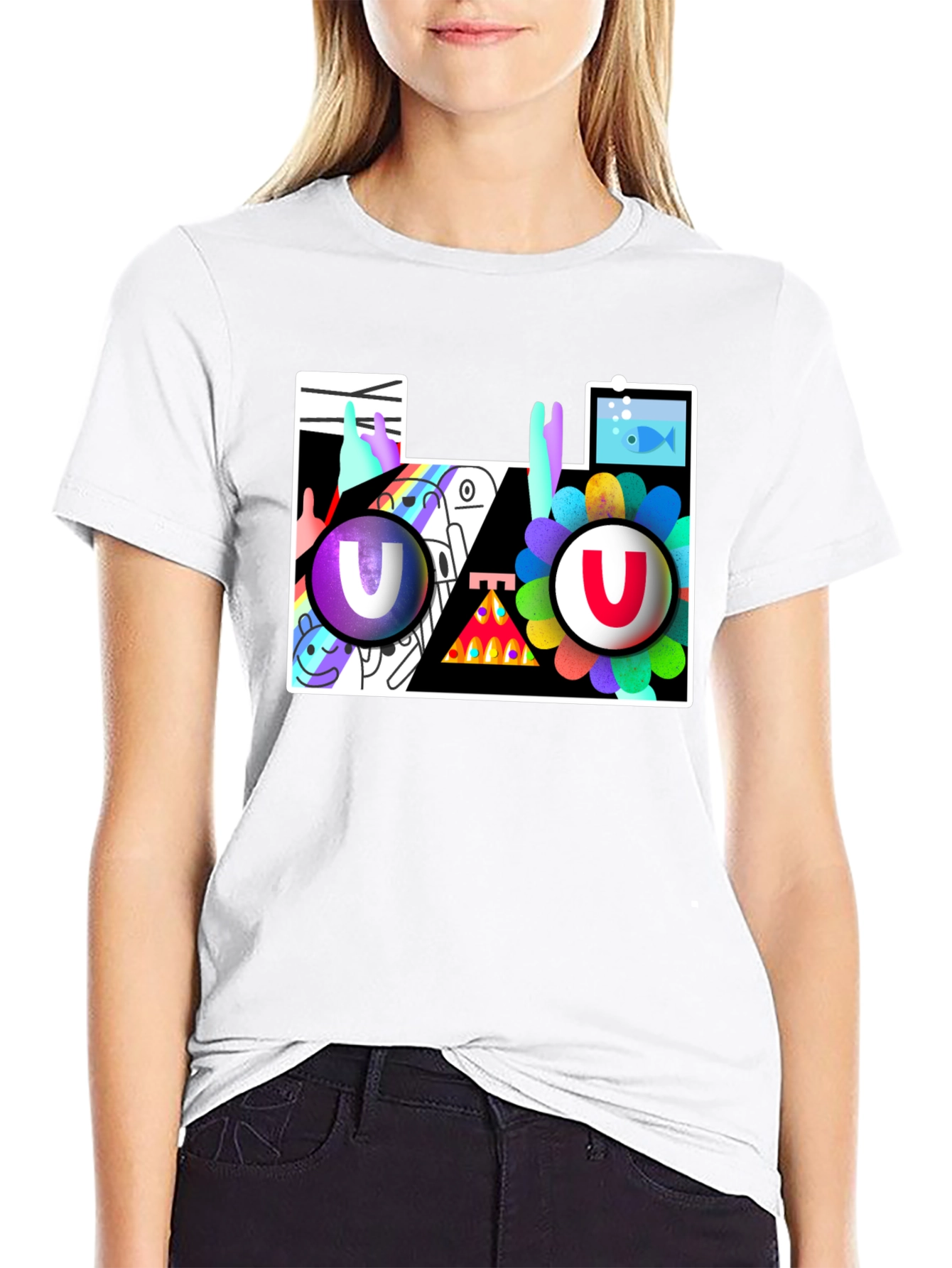 Abstract Art Graphic Print Black T-Shirt