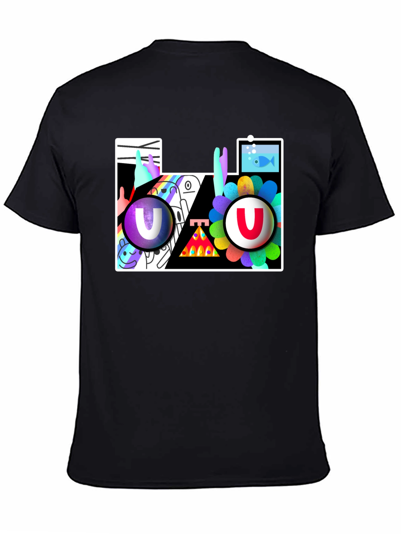 Abstract Art Graphic Print Black T-Shirt