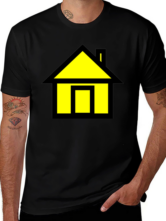 Black T-Shirt with Yellow House Graphic