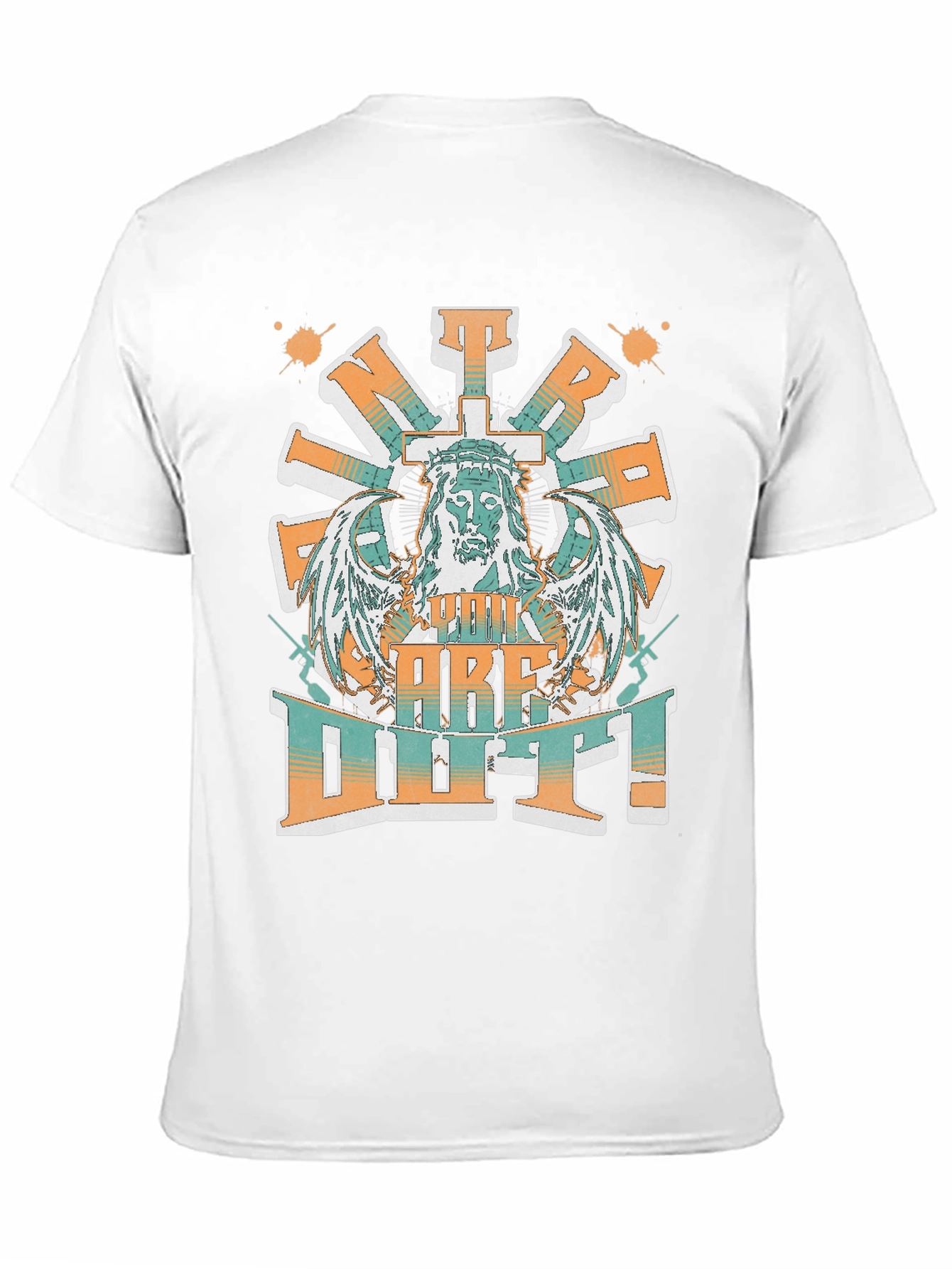 Jesus Cross Wings Graphic Print Black T-Shirt