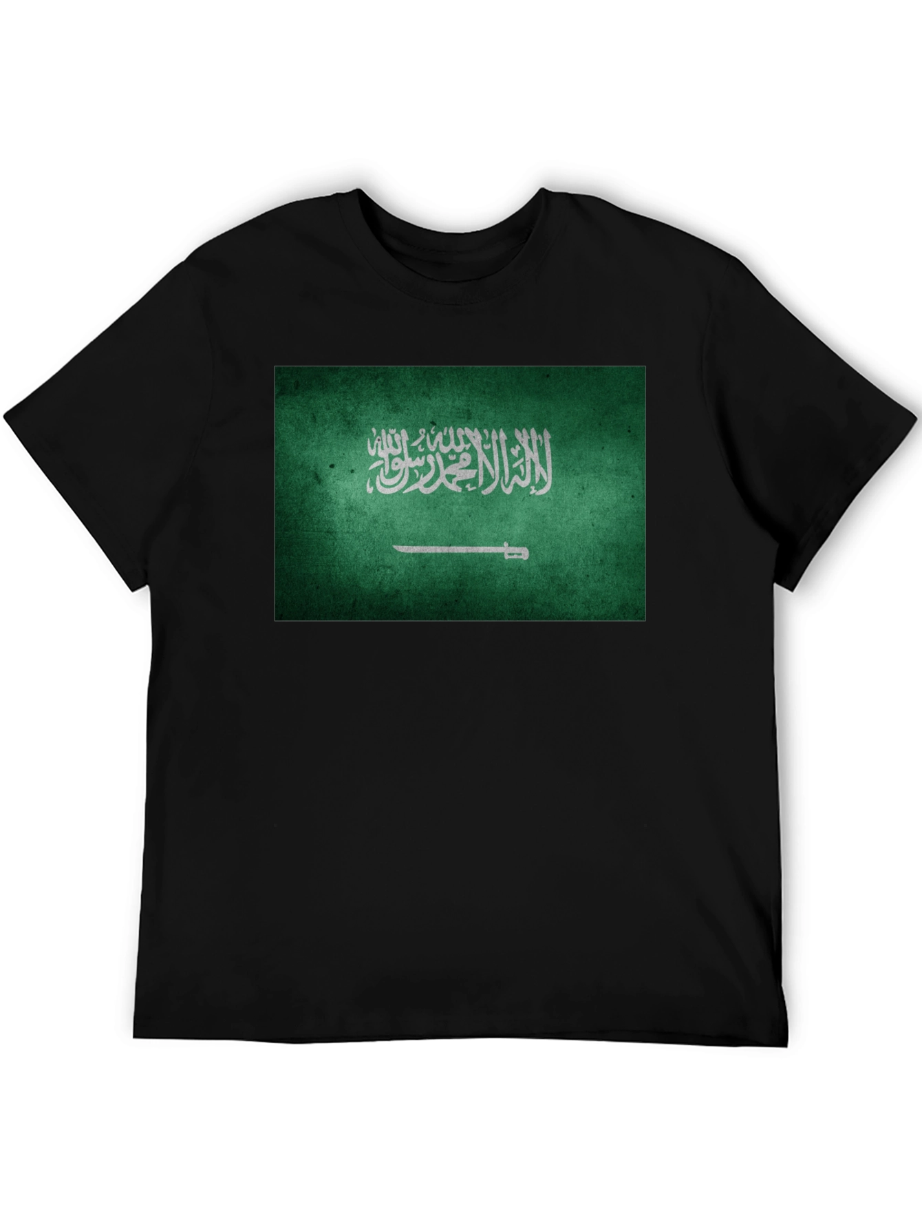 Saudi Arabia Flag T-Shirt - Black Crew Neck