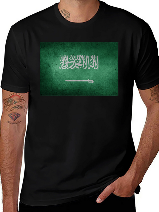 Saudi Arabia Flag T-Shirt - Black Crew Neck