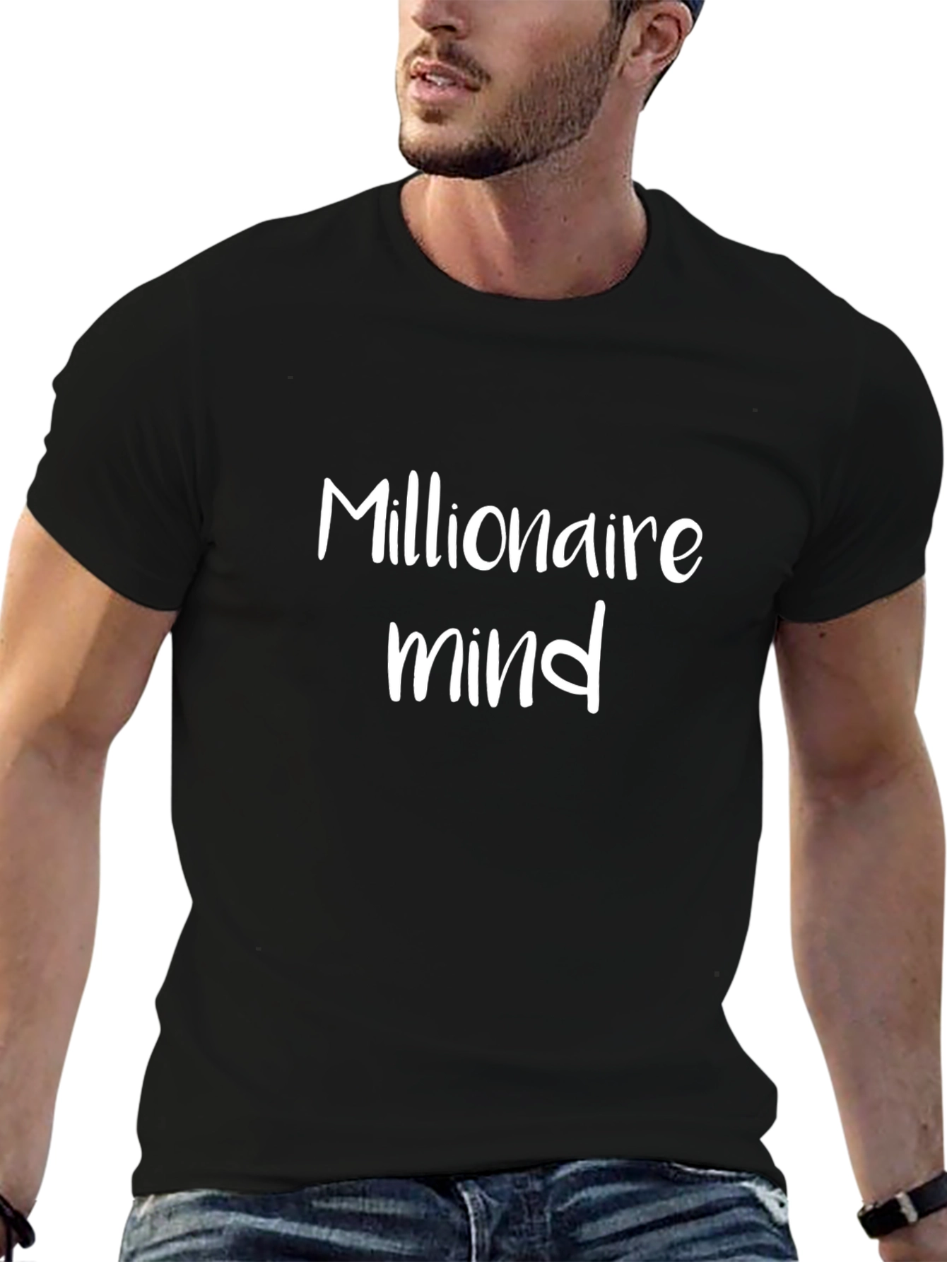 Millionaire Mind Graphic Tee - Stylish Black T-Shirt