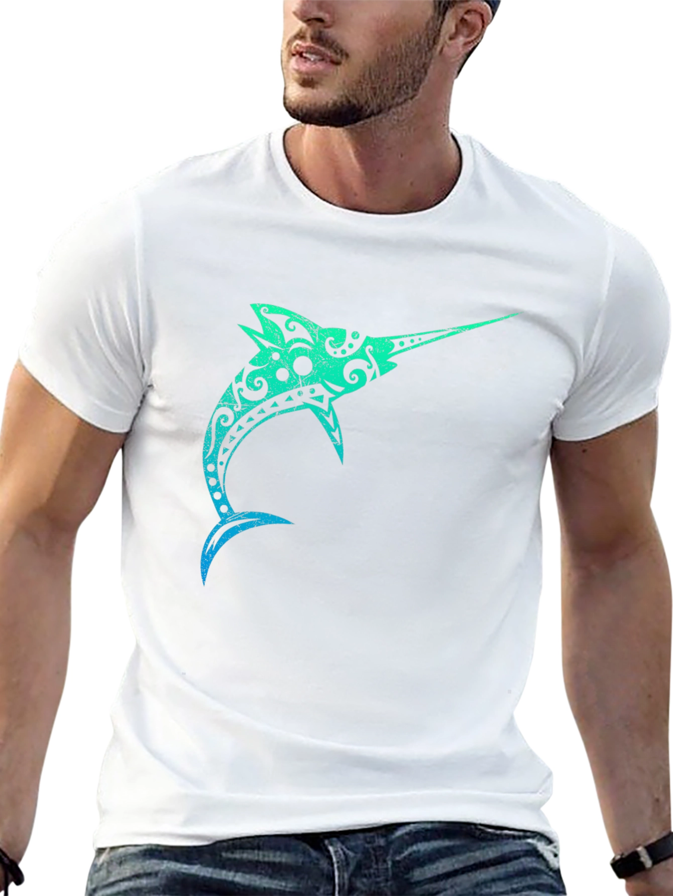 Tribal Marlin Graphic Black T-Shirt