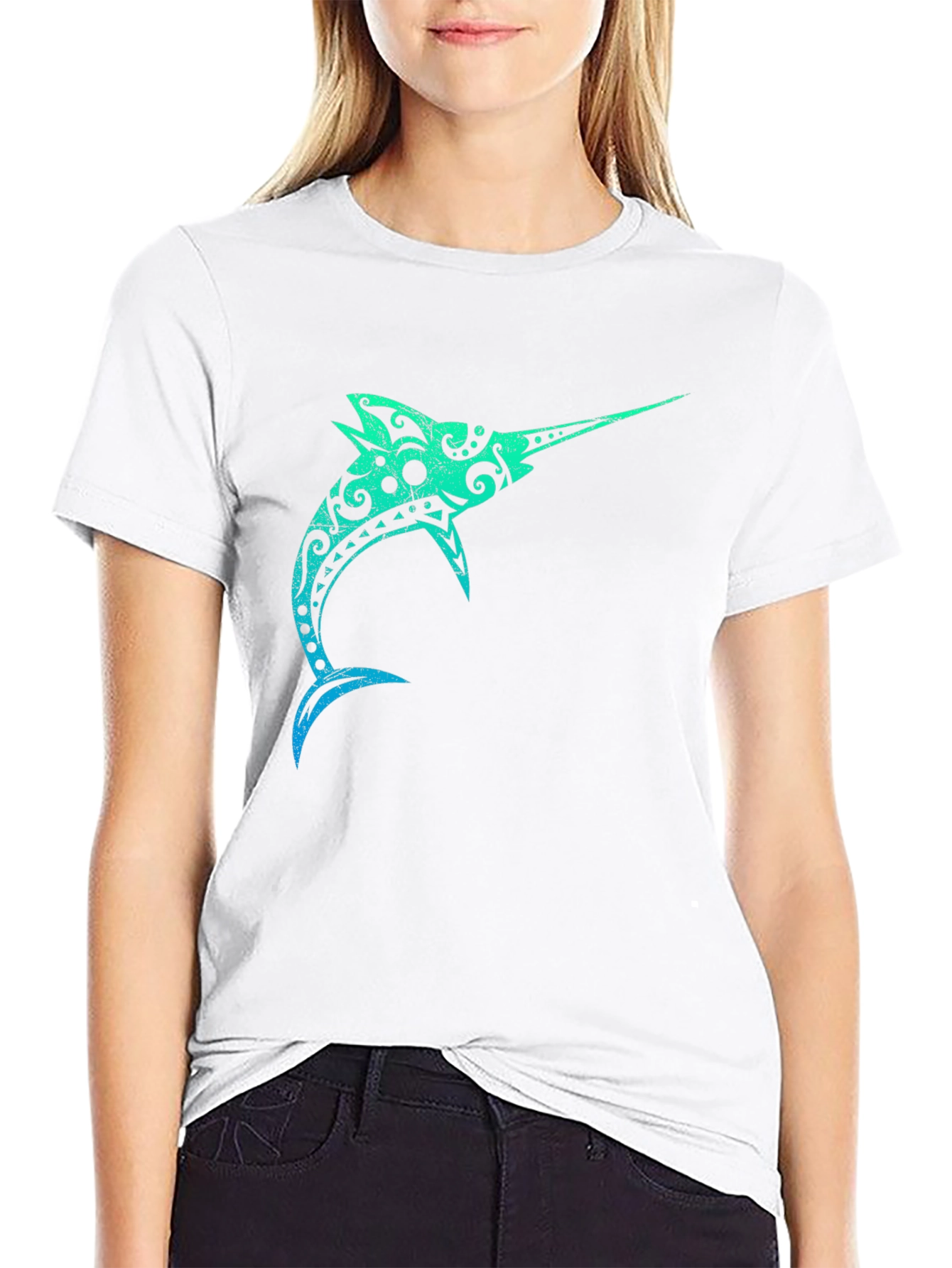 Tribal Marlin Graphic Black T-Shirt