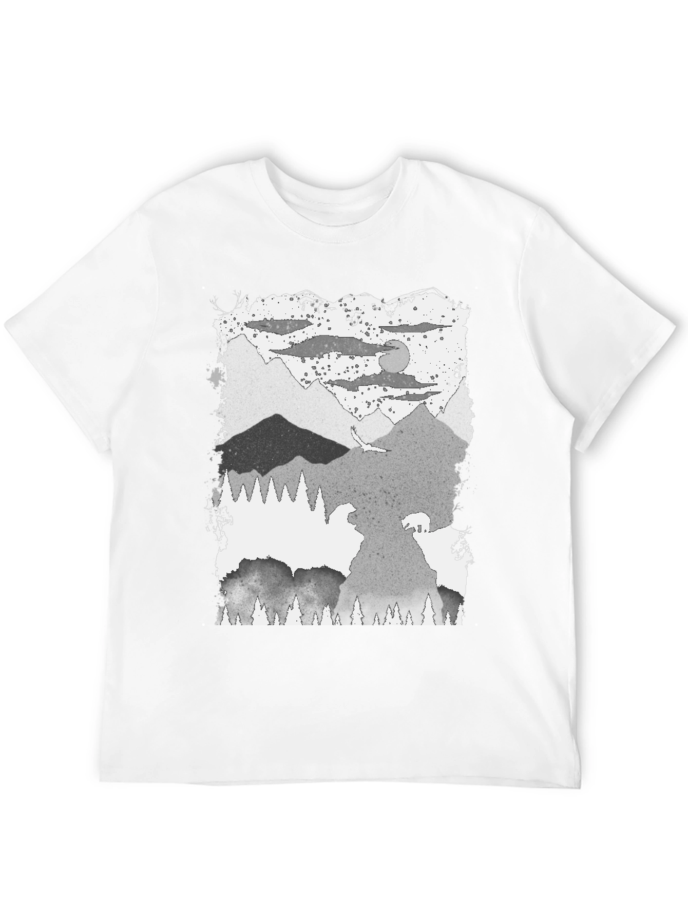 Mountain Scene Graphic Tee - Black