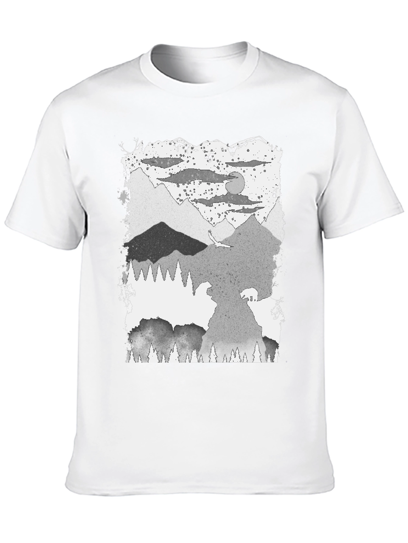 Mountain Scene Graphic Tee - Black