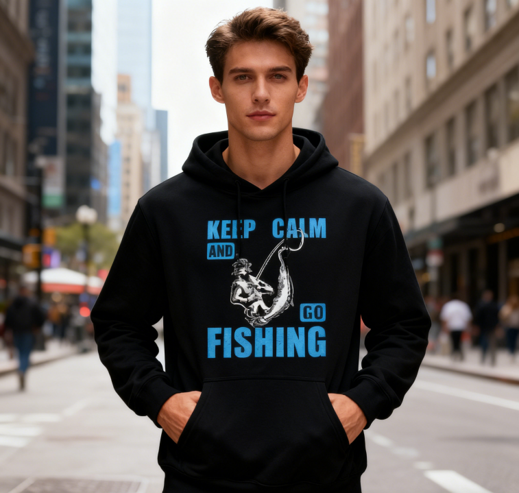 Angler’s Go-To Hoodie: Stylish Keep Calm Fishing Design