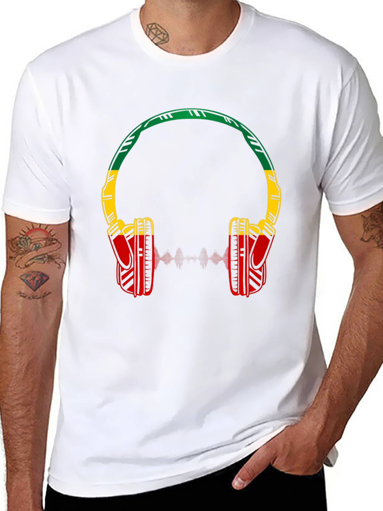 Rasta Headphones Graphic Tee - Music Lovers Shirt