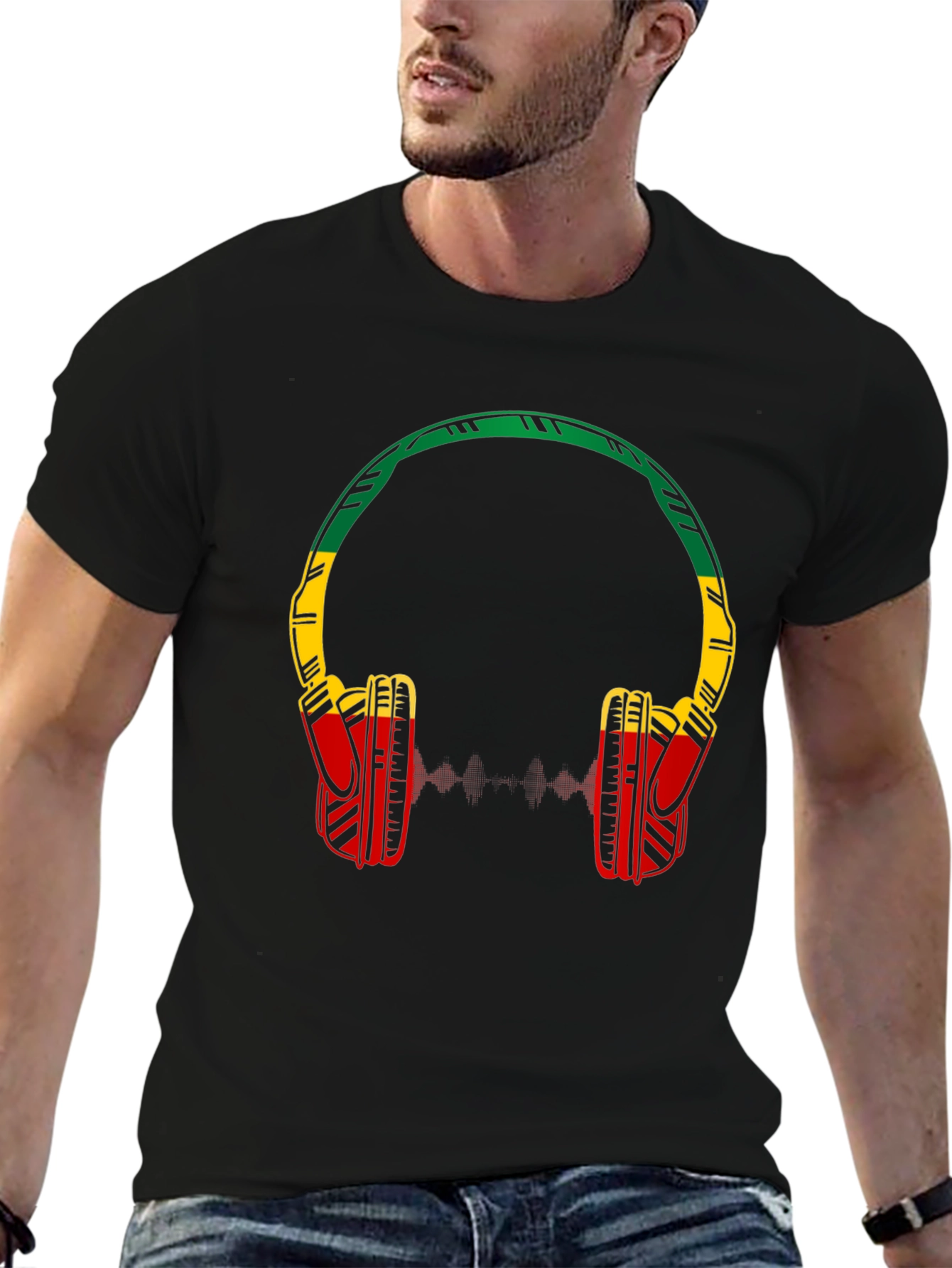 Rasta Headphones Graphic Tee - Music Lovers Shirt